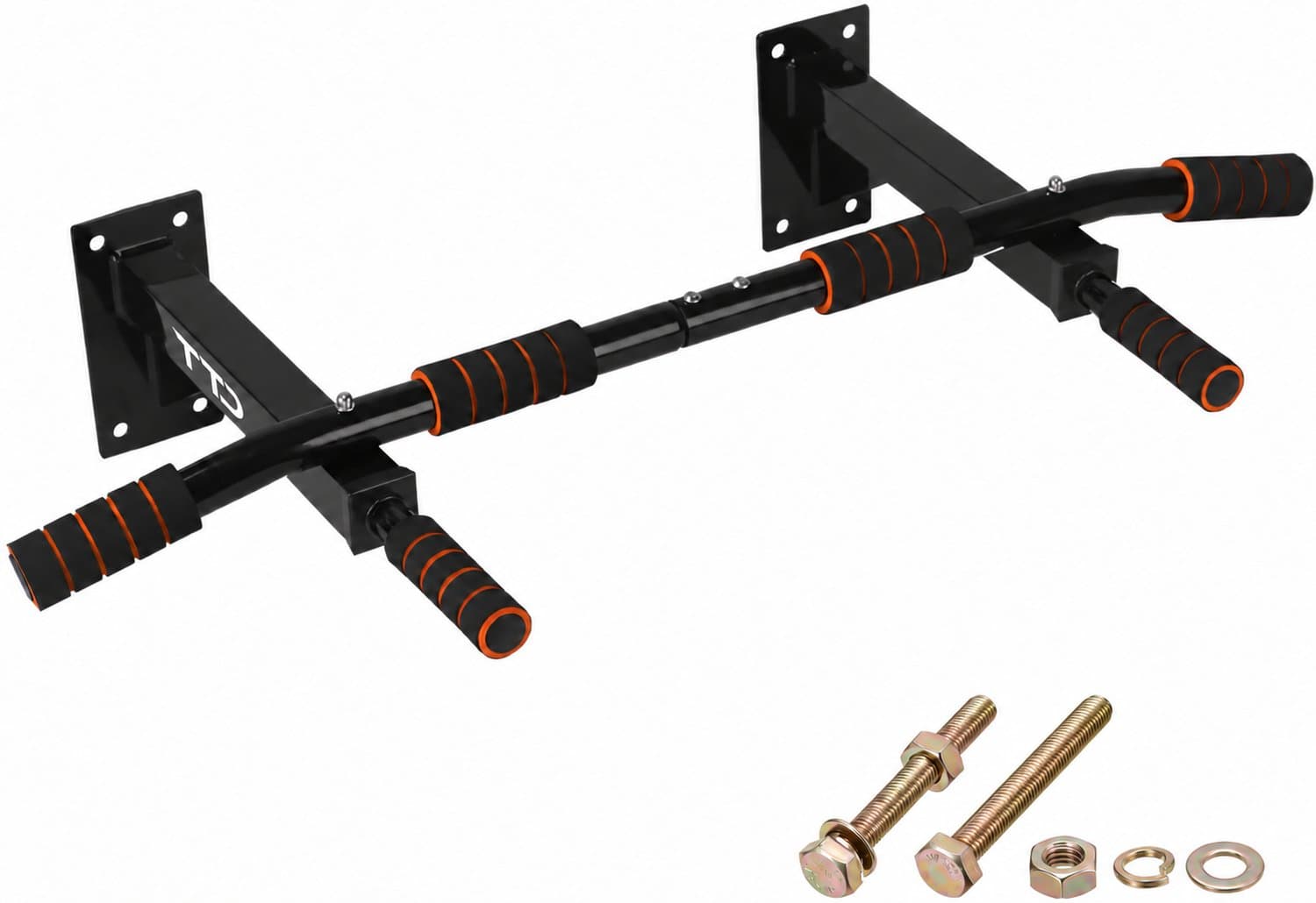 Premium Pull Up Bar - Pull Up Station - Optrekstang Wandmontage - Dip Station - Dip Bars - Thuis Sporten - Thuis Fitness - Premium materialen - Extra stevige tot 250KG - Inclusief montage onderdelen - Home workout - Zwart/Oranje