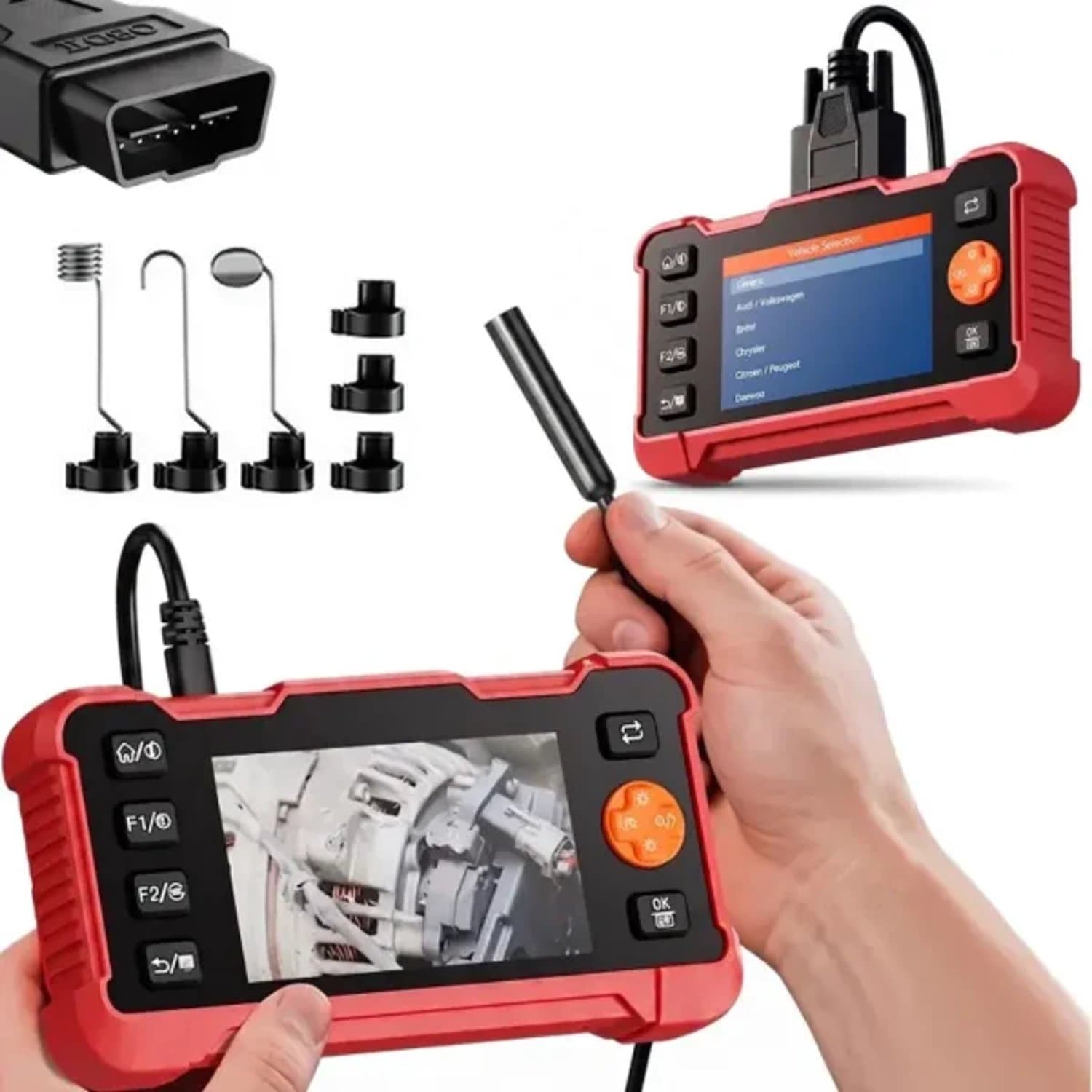 Inskam O101 2-in-1 Endoscoopcamera en OBD2 Diagnosetester - Foutcodes Uitlezen/Wissen - 4,3 inch Scherm - 5m