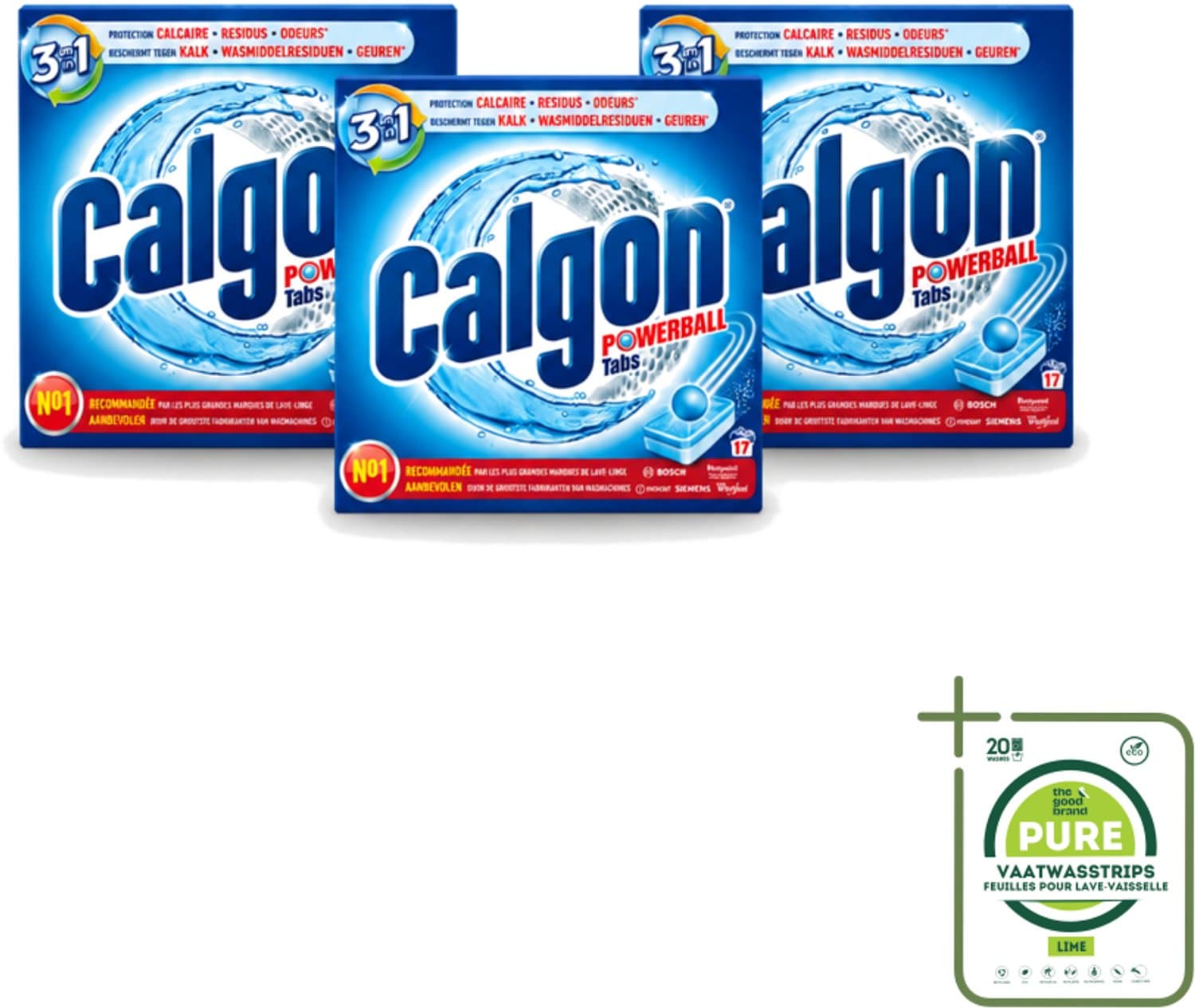 3 x Calgon - Ontkalkingsmiddel - Tegen Kalk, Wasmiddelresiduen & Geuren - 17 Tabletten - Grootverpakking - Vaatwasstrips - Ontkalken Wasmachine - Kalkvoorkomen - Wasmiddelresiduen - Geuren Bestrijden - Wasmachine Onderhoud