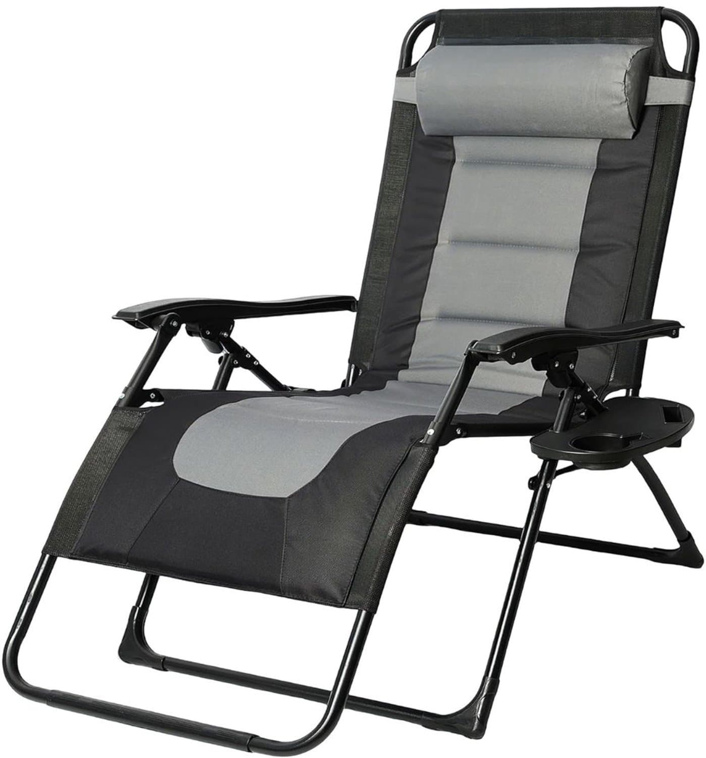 Zolvano® Zonnebed Opvouwbaar – Ligbed Tuin – Relax Ligstoel Buiten – Deluxe-Grijs met zwart