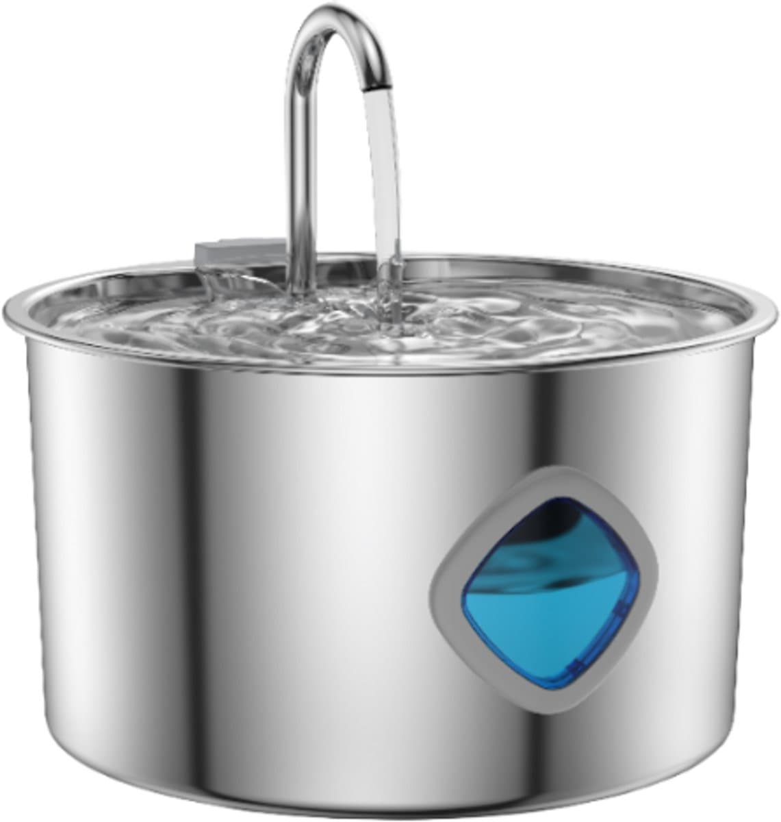 Drinkfontein voor kat en hond van 304 RVS – 3.2L inhoud, fluisterstil <25dB, 4-traps filtratie met actieve kool en medische steen, stromend water, makkelijk schoon te maken, waterpeilvenster, compact 21x12x8 cm – perfect voor gezond drinken
