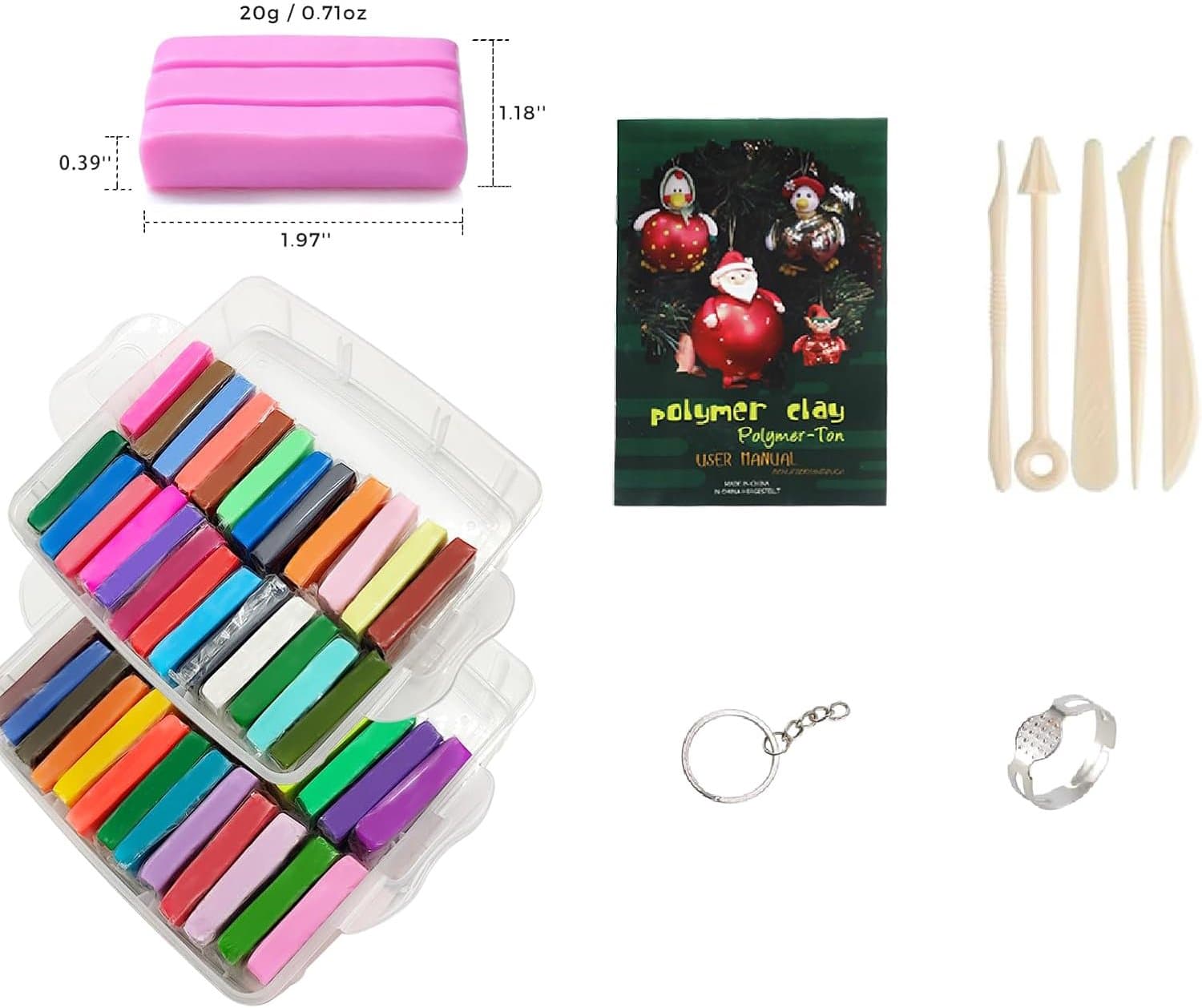 Set Polymeerklei In 50 Kleuren - Startpakket Polymeerklei - Ovenhardende Klei Met 5 Boetseerinstrumenten - Niet-Giftig - Creatief Cadeau