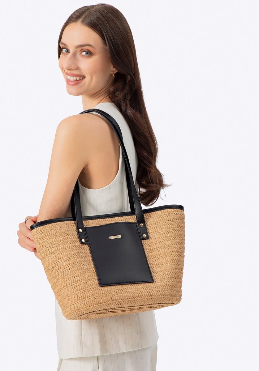 Wittchen Dames - Gevlochten Basket - Eco-Lederen Handvatten - Beige en Zwart