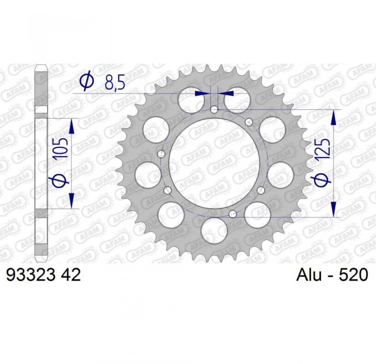Couronne transmission Afam pour moto Gas gas 250 Pampera 2002 42 dts P 520 Neuf