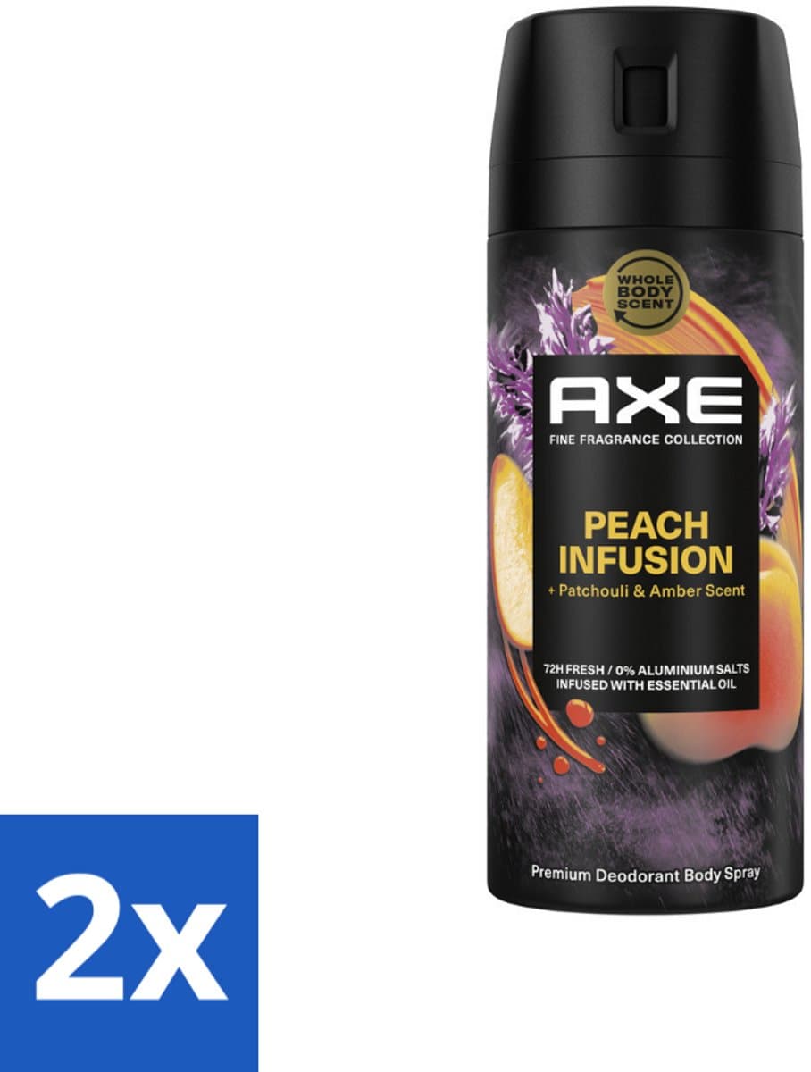 Axe – Deodorant – Peach Infusion – 150 ml - Voordeelverpakking - 2 stuks