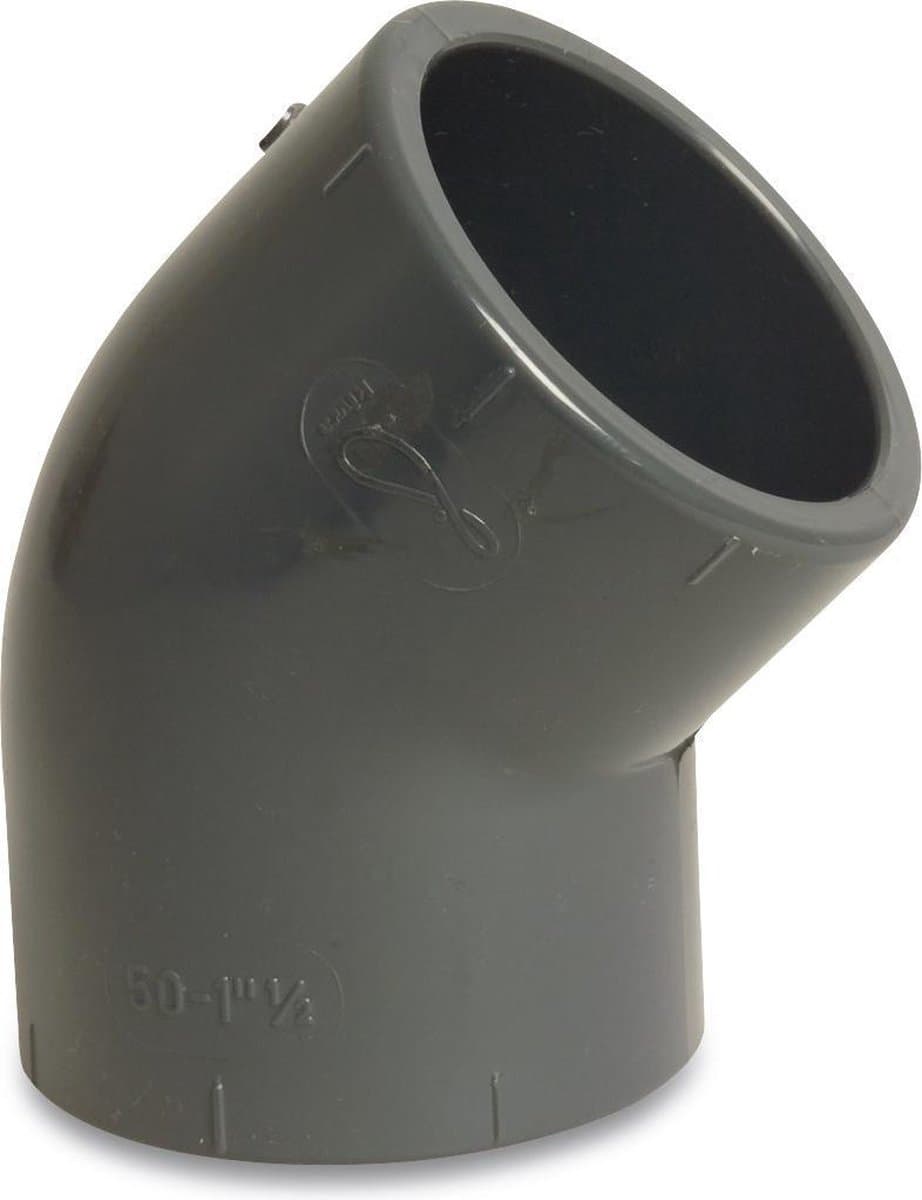 Mega Knie 45° PVC-U 32 mm lijmmof 16bar grijs KIWA