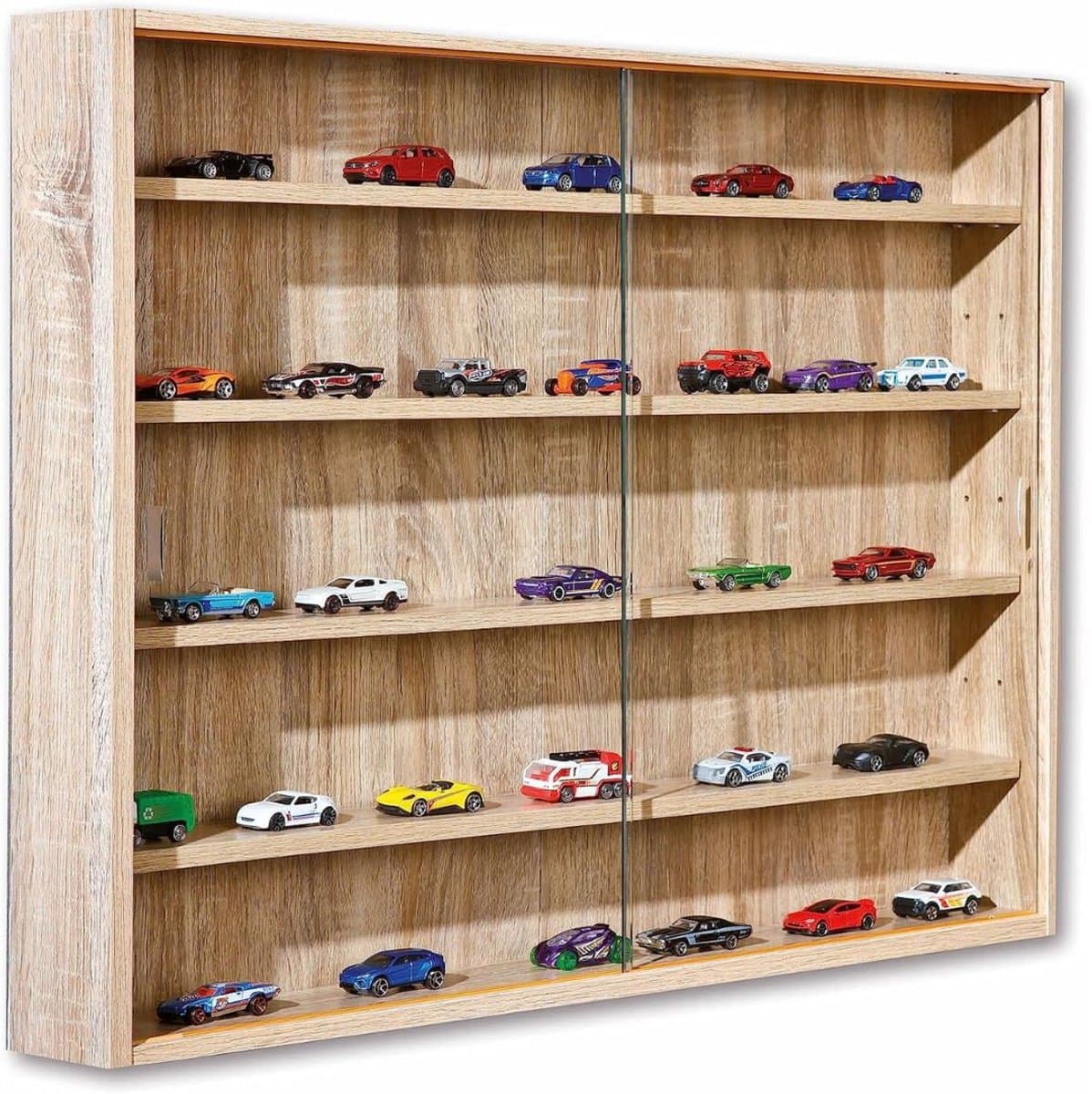 DnA® Vitrinekast Met Glas - Vitrinekast - Vitrine - Vitrinekast Met Led Verlichting - Vitrinekast Hangend - Bruin - 10cm x 80cm x 60cm