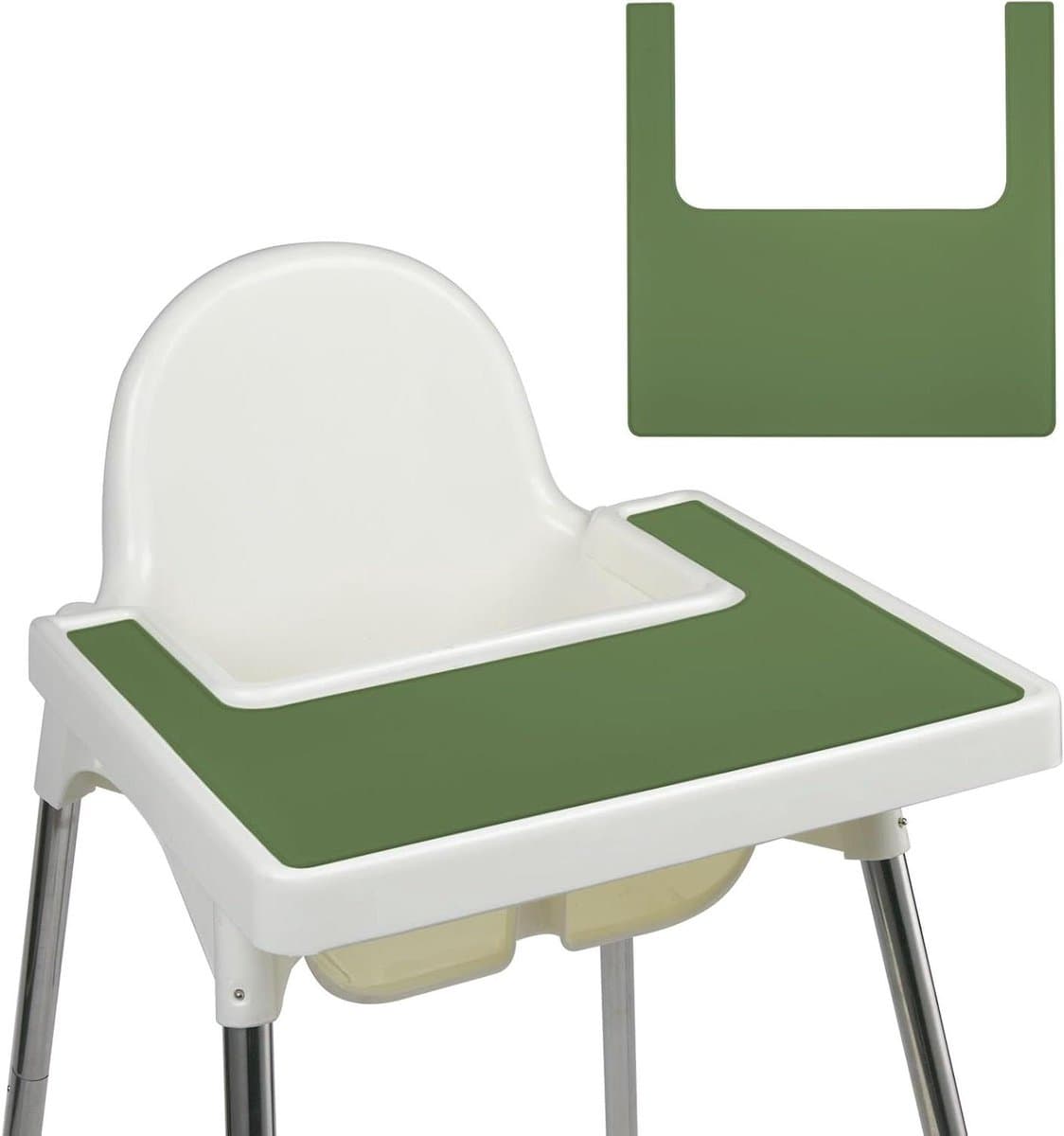 Placemats voor kinderen - Duurzame tafelmat voor kinderstoel - BPA-vrij - Geschikt voor baby's en kinderen - Groen