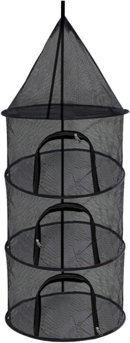 Hangende Droognet - Opvouwbaar Droogrek - Voedsel Drogen - 3 Lagen Mesh - 55cm Hoogte Laag - Zwart