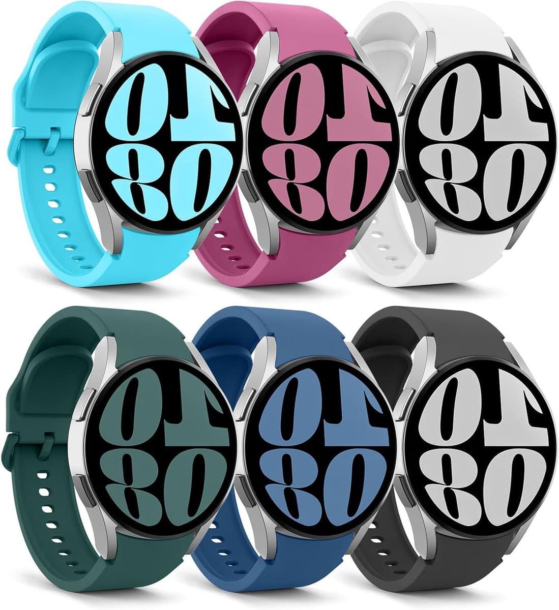 Zachte siliconen reservearmband voor smartwatches - Meerkleurig - Compatibel met diverse modellen smartwatches