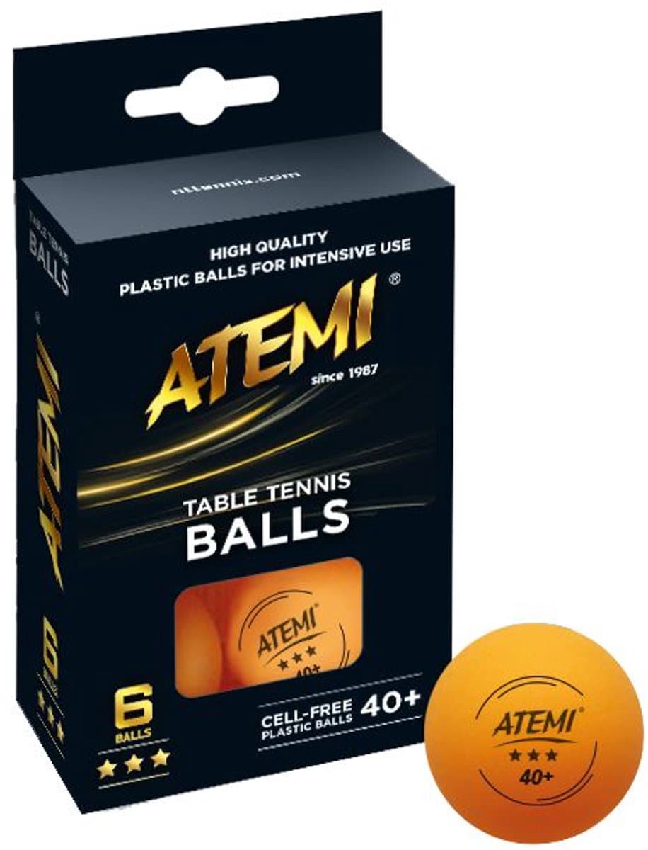Tafeltennisbal ATEMI 3 ster oranje/6 st. :: Atemi