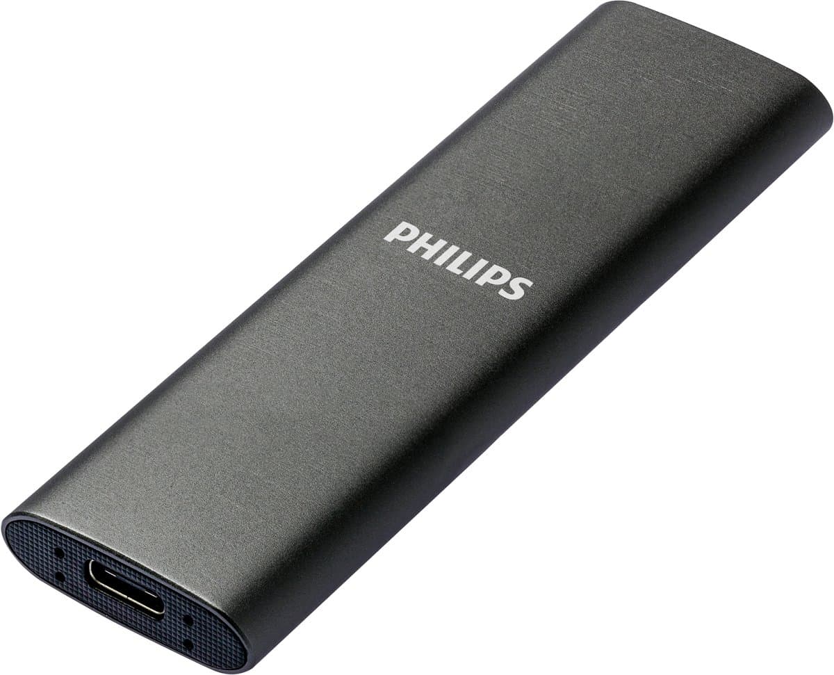Philips Portable SSD 500 GB - SATA Ultra Speed 4K - USB 3.2 - Read up to 540MB/s - USB-C - Aluminium