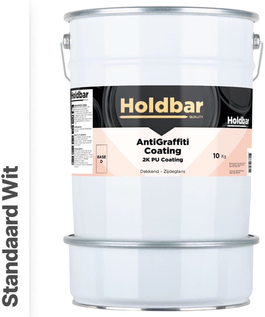 Holdbar Anti Graffiti Coating Wit (Witste kleur) 10 Kg - Maakt Graffiti verwijderbaar - Graffiti Verwijderen - In Alle Kleuren - Voor Steen, Beton, Hout, Metaal en Tegels