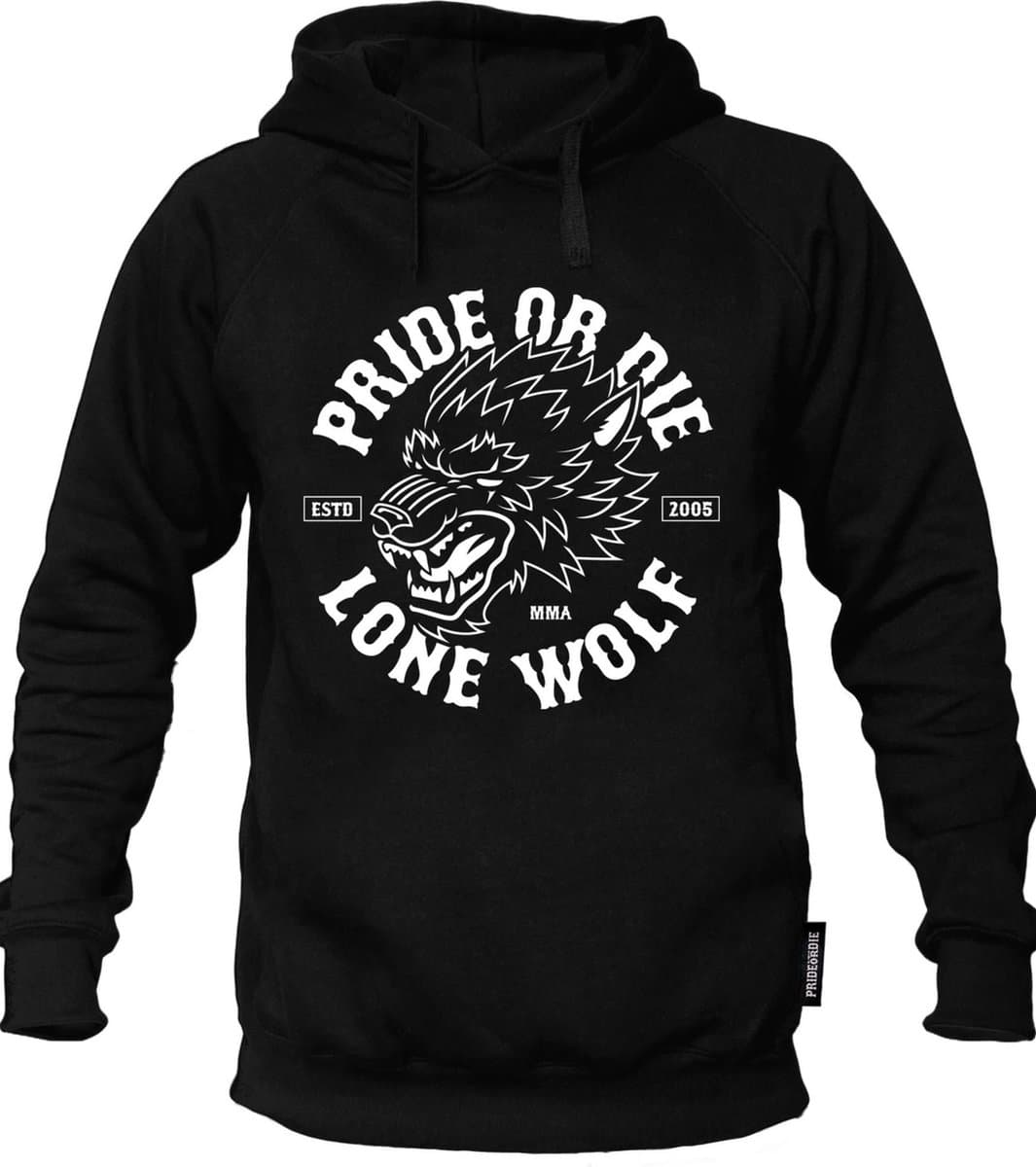 PRiDEorDiE Hoodie Sweater Lone Wolf Zwart - XL