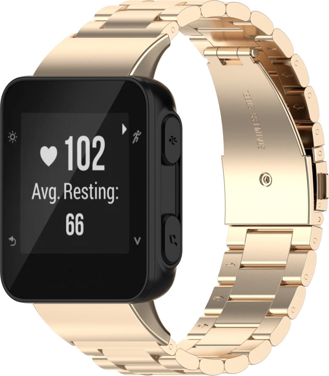 By Qubix - Stalen schakelband - Vintage goud - Geschikt voor Garmin Forerunner 35 / 30