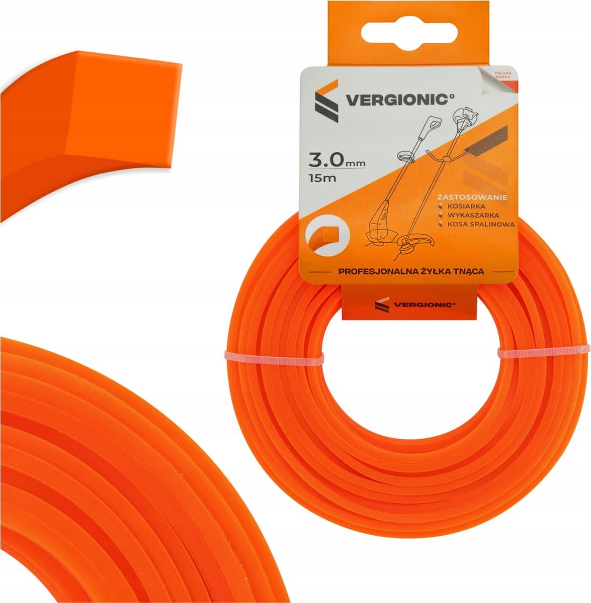 Bosmaaierdraad - Grastrimmerdraad - Snijdraad - 15 Meter - Oranje - 3.0 mm - Vierkant - Extra Stevig - Draadspoel - Zonder Bosmaaier - Trimmerdraad - Trimdraad - Kantenmaaier - Maaidraad