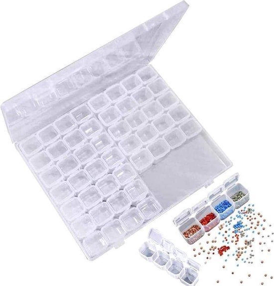 *** 4 x Diamond Painting Opbergbox voorzien van 56 bakjes per doos - Opbergdoos - Sorteerdoos - Professioneel - van Heble® ***