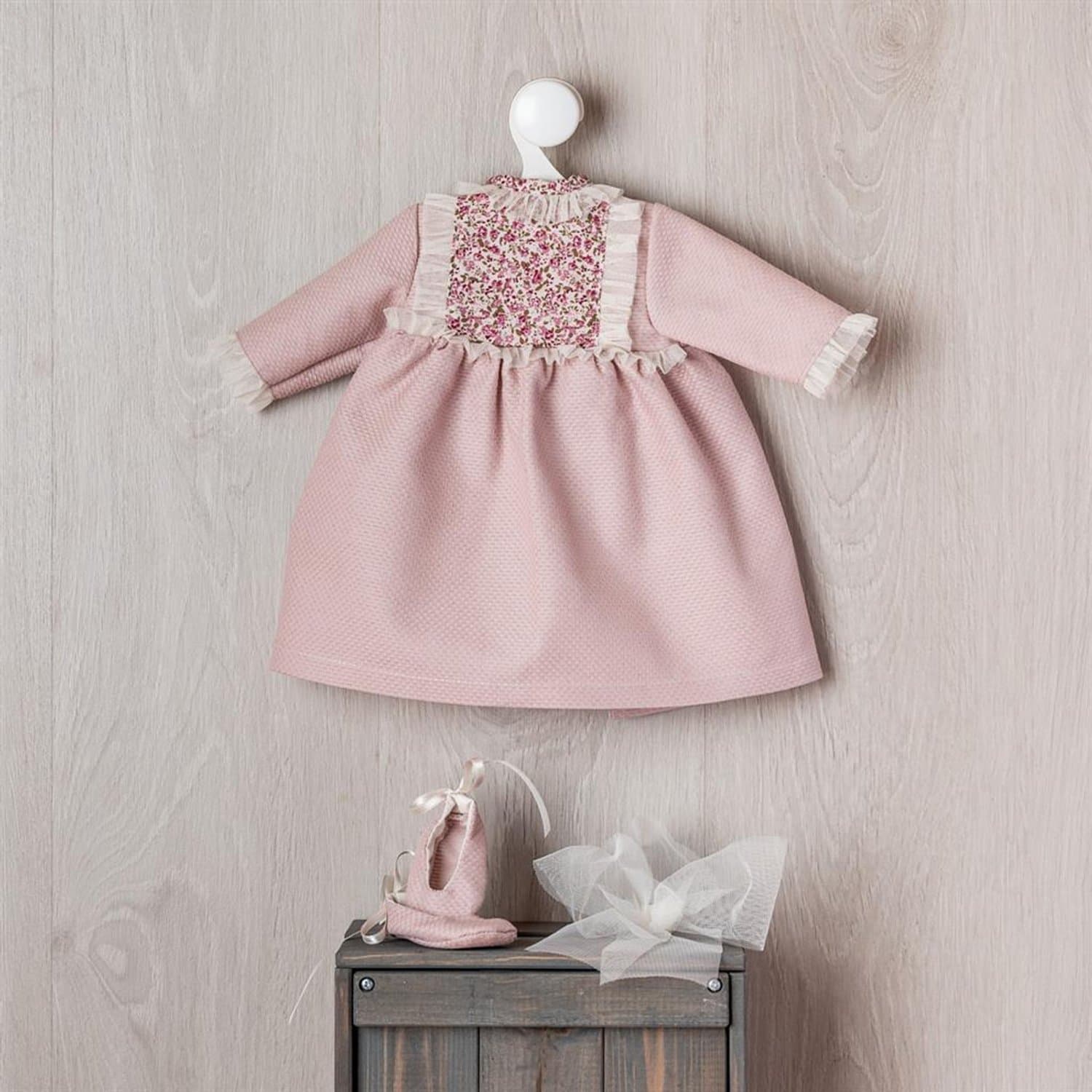 Asi poppenkleding jurk met schoenen - poppenoutfit roze.