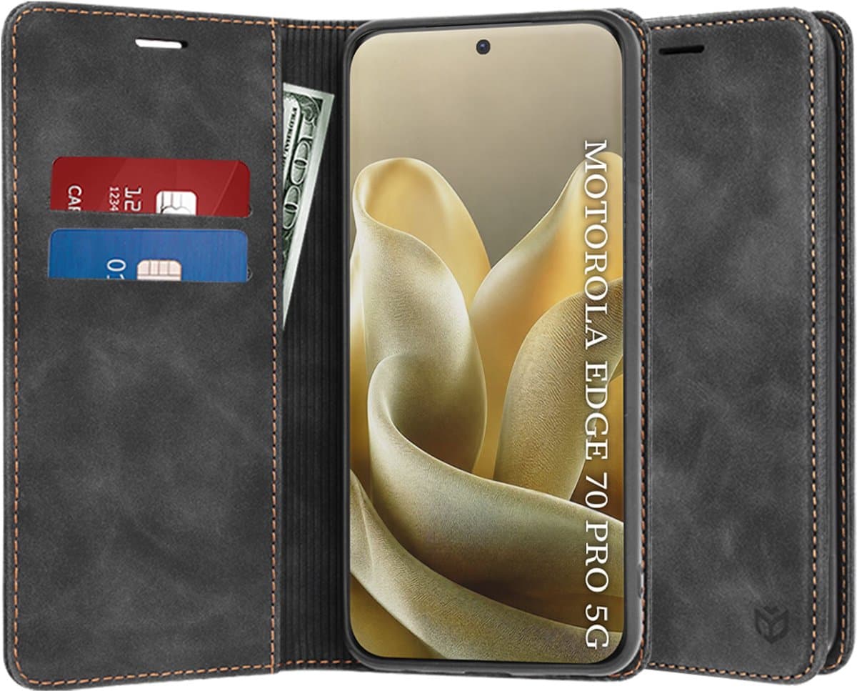 Hoesje geschikt voor Motorola Edge 70 Pro - Techsuit Confy Book Wallet Case - Zwart
