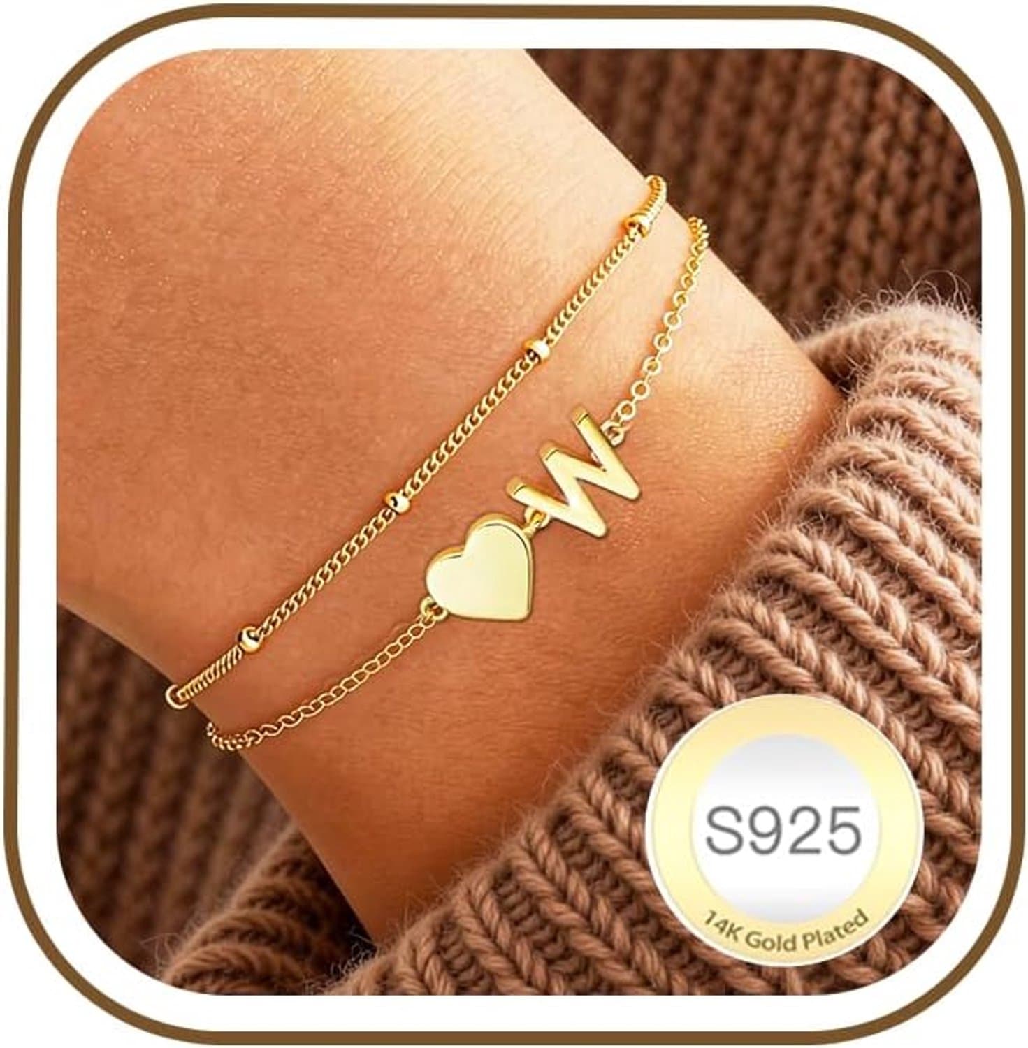 Armband voor dames, hypoallergene armband met hart, gouden armband met naam, armbanden voor dames, gouden armband voor dames