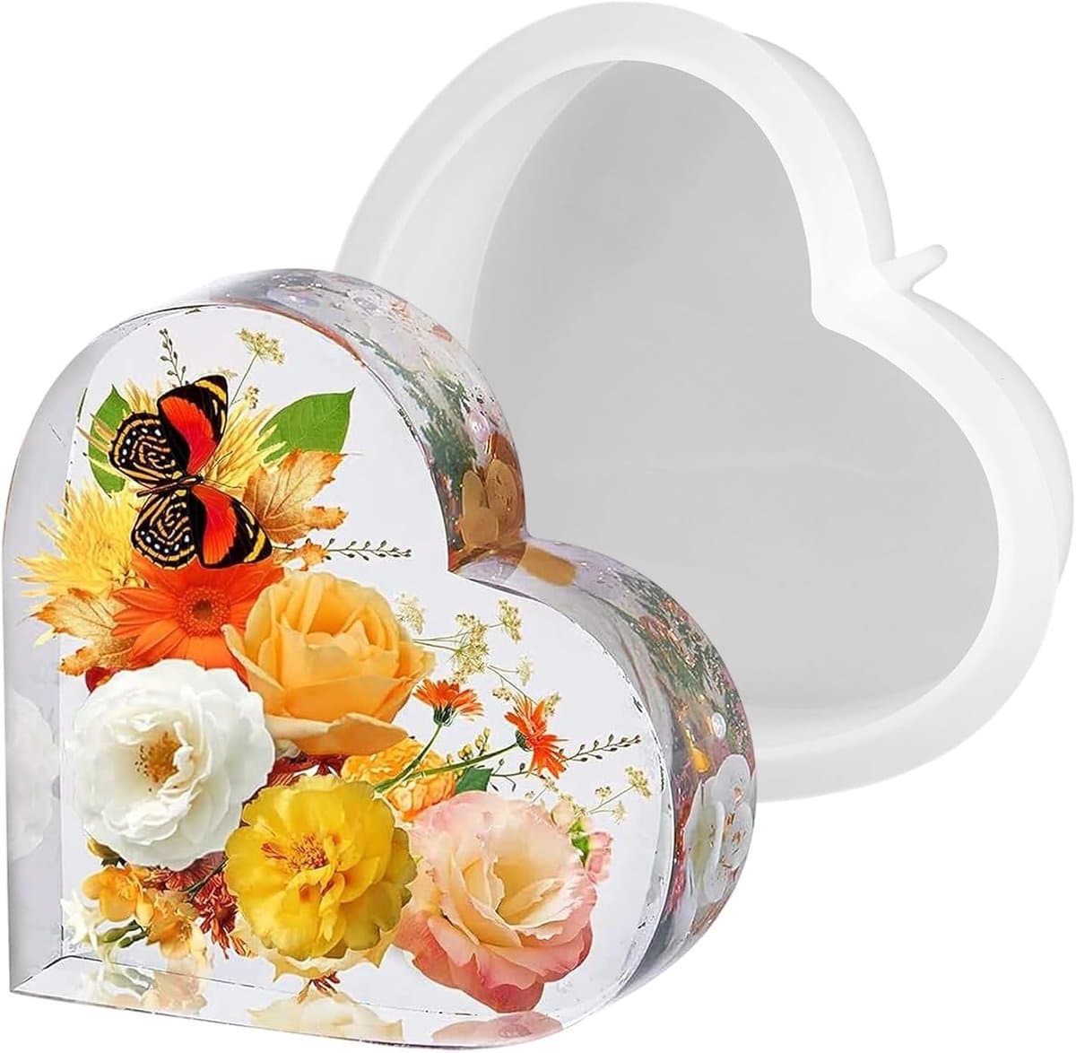 Grote Siliconen Mallen in Hartvorm voor Epoxyhars, Perfect voor Bloembehoud en Creatieve Decoraties, 17x4.5cm