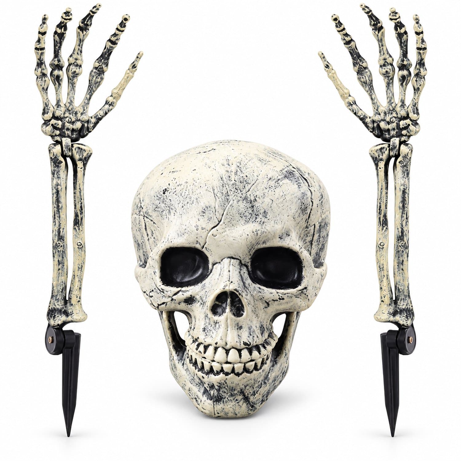 Halloween Decoraties - Schedel - Schedelhand - 3 Delige set - Spuitverf - Voor binnen en buitengebruik, In de grond steken
