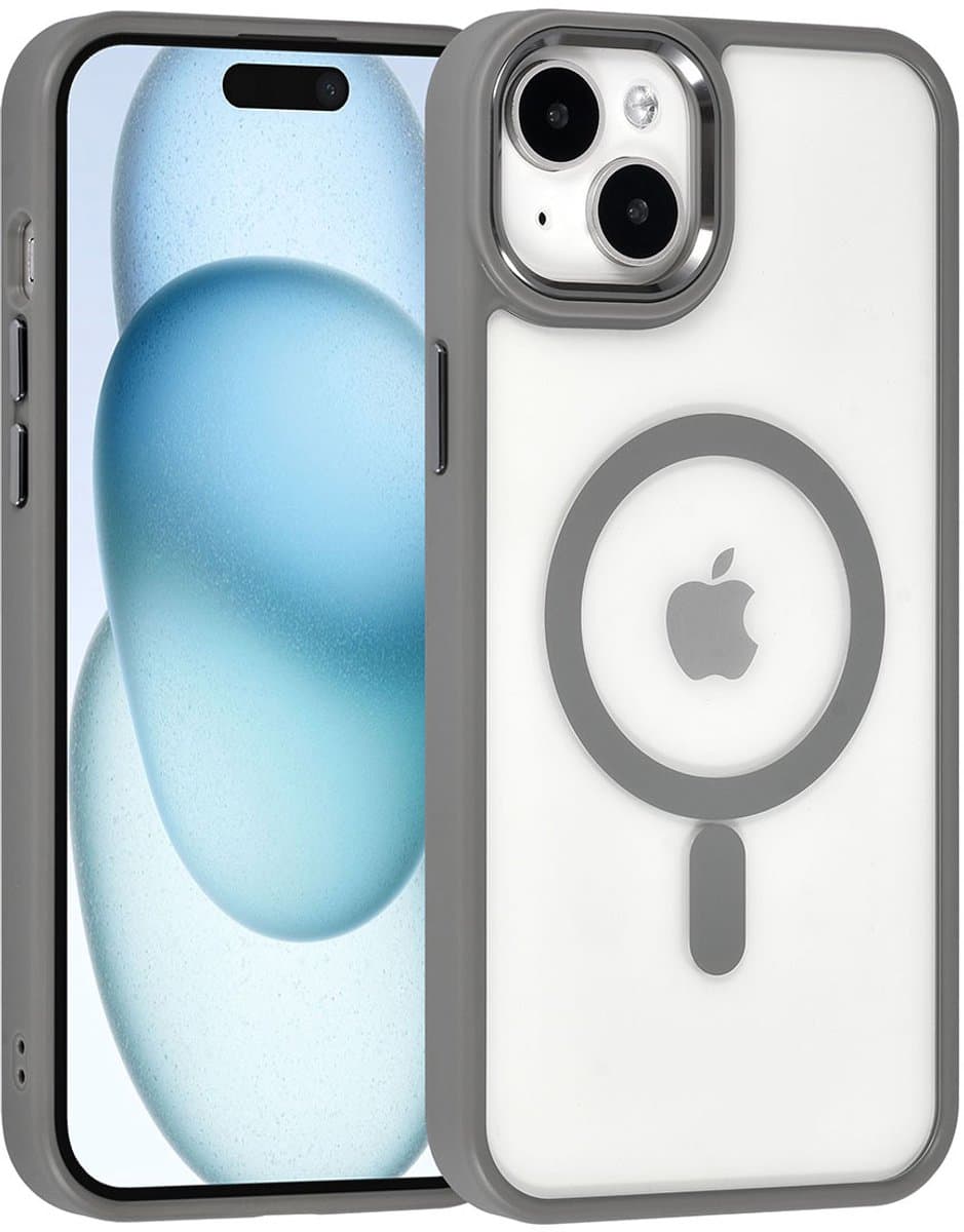 UNIQ Accessory Back Cover - Geschikt voor iPhone 15 & 14 Plus - Grijs - MagSafe-compatibel - Schokabsorberend