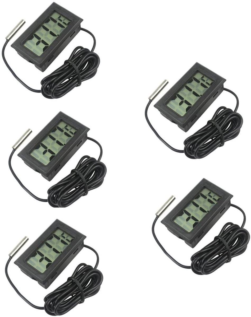 Digitale LCD Thermometer met Externe Sonde voor Koelkast, Vriezer en Aquarium - 5 Stuks