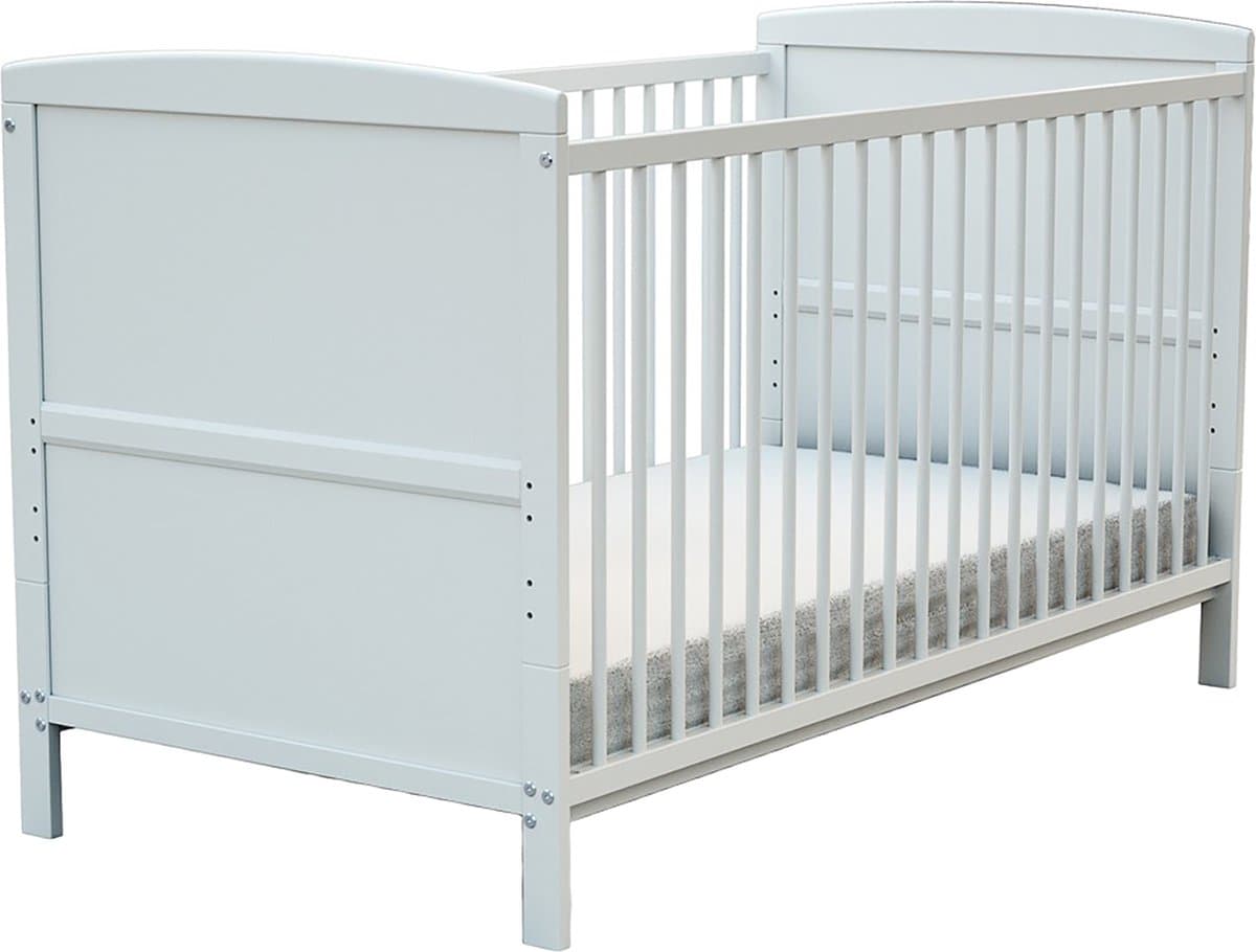 AT4 - Verstelbaar houten babybedje met houten matras LUNA Wit