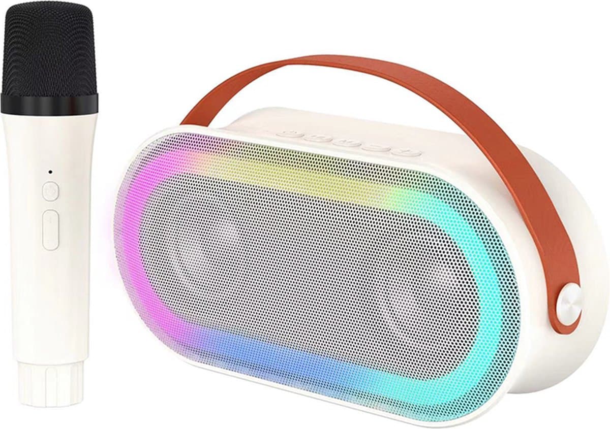 Woegel karaoke set A4 – met bluetooth en TF-kaart – oplaadbare accu – draadloze micro – voor kinderen – wit