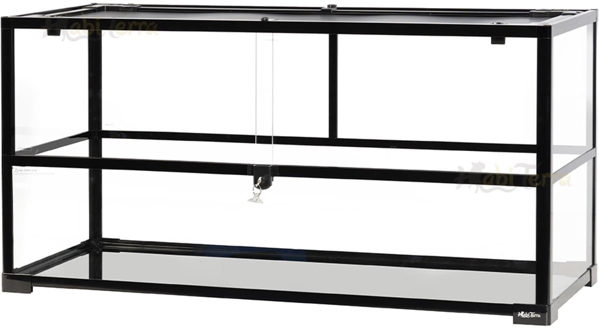HabiTerra – Hamster Terrarium 100x40x50 cm – Knock Down Bouwpakket – Glazen Terrarium met Schuifruiten en Ventilerend Deksel – Geschikt voor Goudhamsters