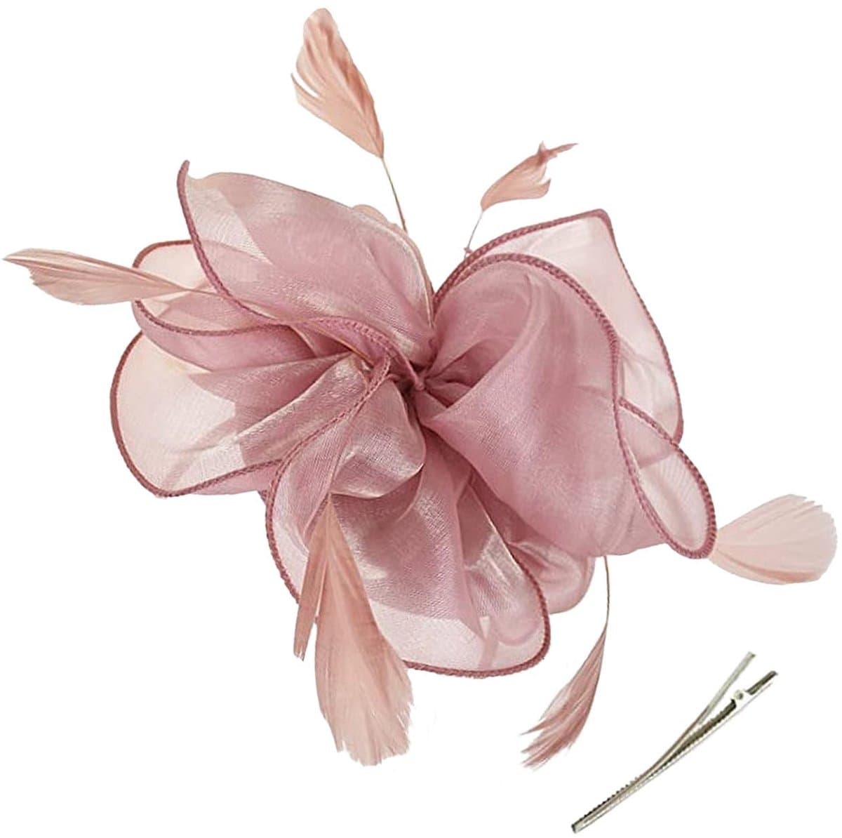 Dailygoods- Bruiloftshoofdtooi Elegant - Hoofdband met Veren/Bloemen - Dameshoed - Feestdecoratie - Eén Maat - Roze