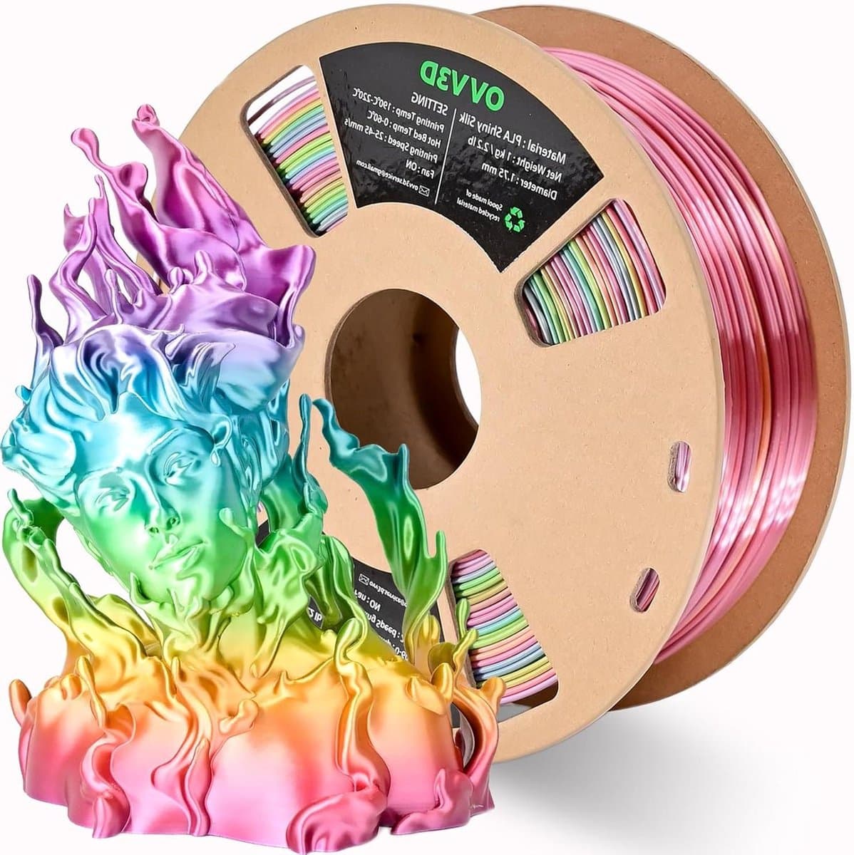 3D Printer Filament - PLA Zijde - 3D Modellen Printen - Dimensionale Nauwkeurigheid - 1 kg - Zijde Regenboog