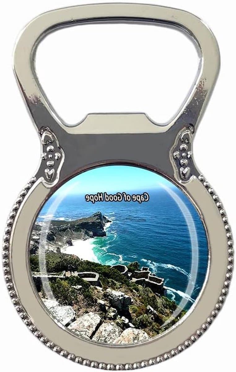 Koelkast Magneet Flesopener - Souvenir Kaapstad - Keuken Decoratie - Kristalglas Ontwerp - 4x6.5cm - Kaap van Goede Hoop