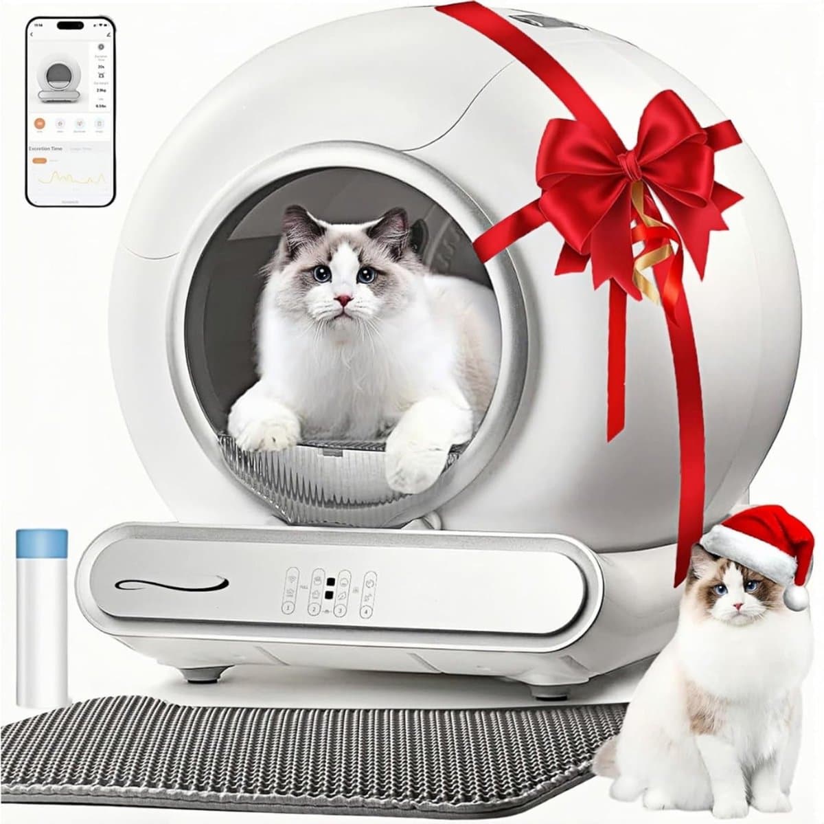 Allvia® Electrische Kattenbak - Kattenbak - Automatische Kattenbak - Wit - 48cm x 48cm x 48cm
