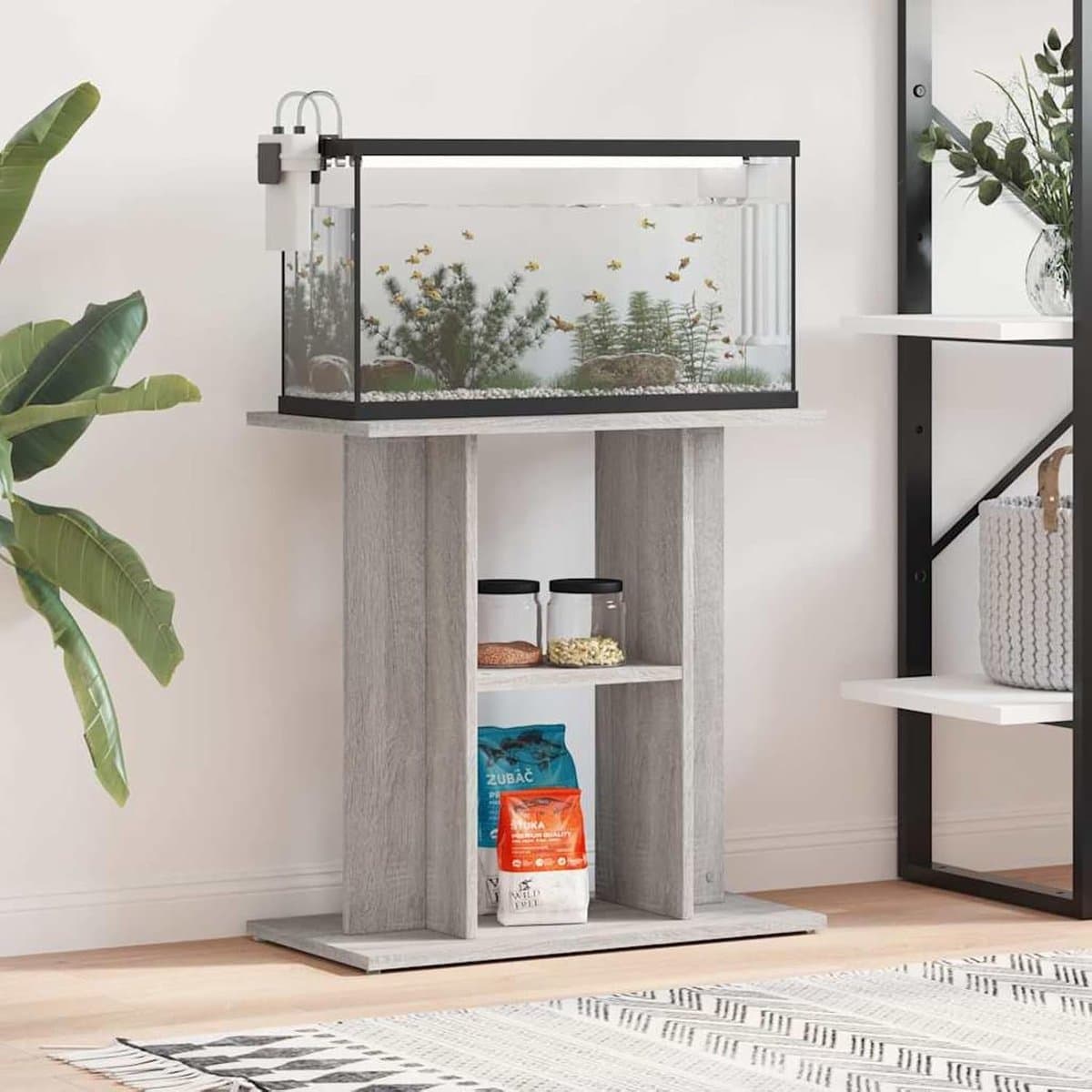 Aquariummeubel - Aquariumtafel Onderkast - Sier Vissen Houden - Stabiele Houtconstructie - 60 x 30 x 60 cm - Sonoma Grijs