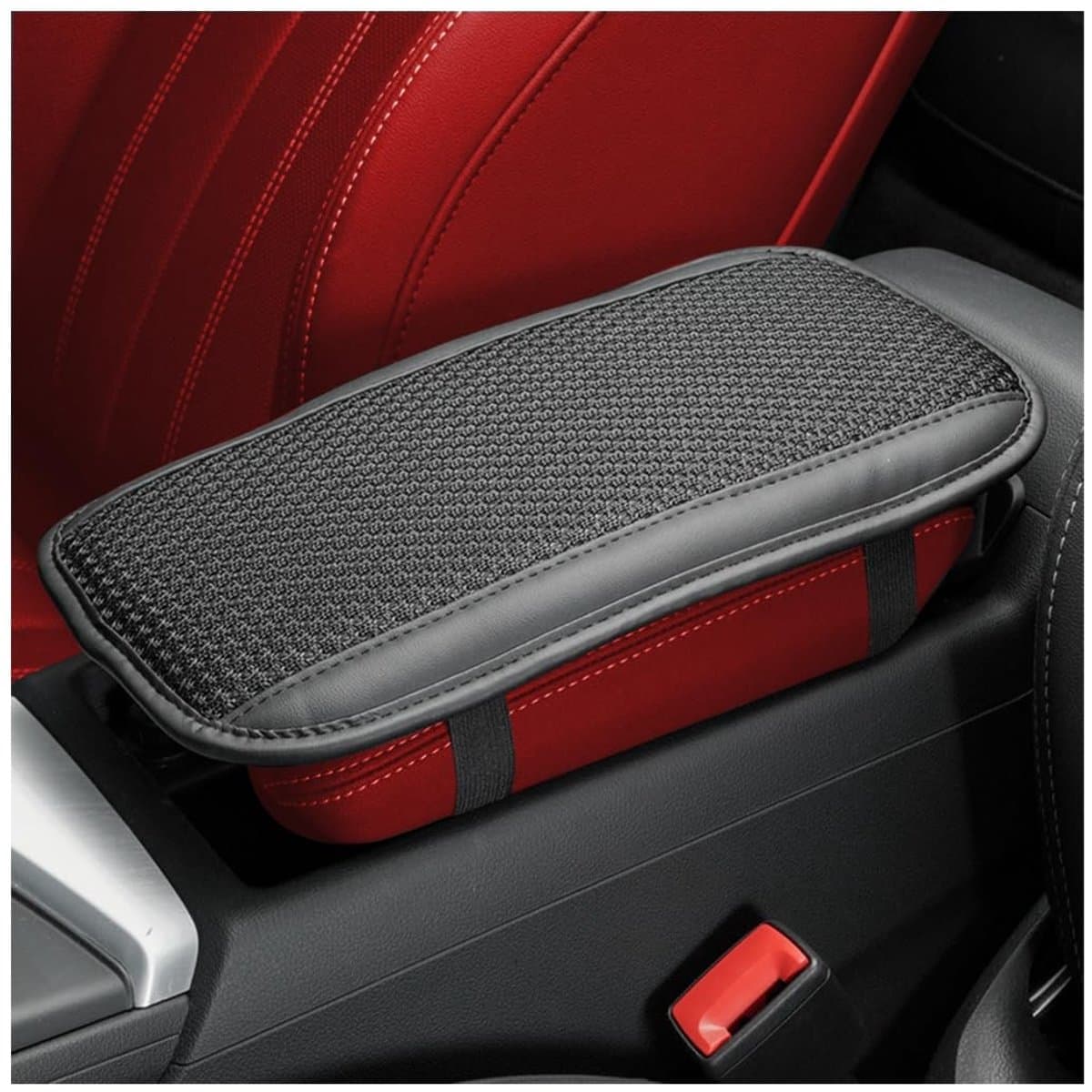 Dailygoods- Middenconsole Kussen Ademend - Armleuning Kussen - Antislip Kussen - PU + IJszijde - 31,5 x 18,5 x 2 cm - Comfortabele Ondersteuning - Armsteun Kussen