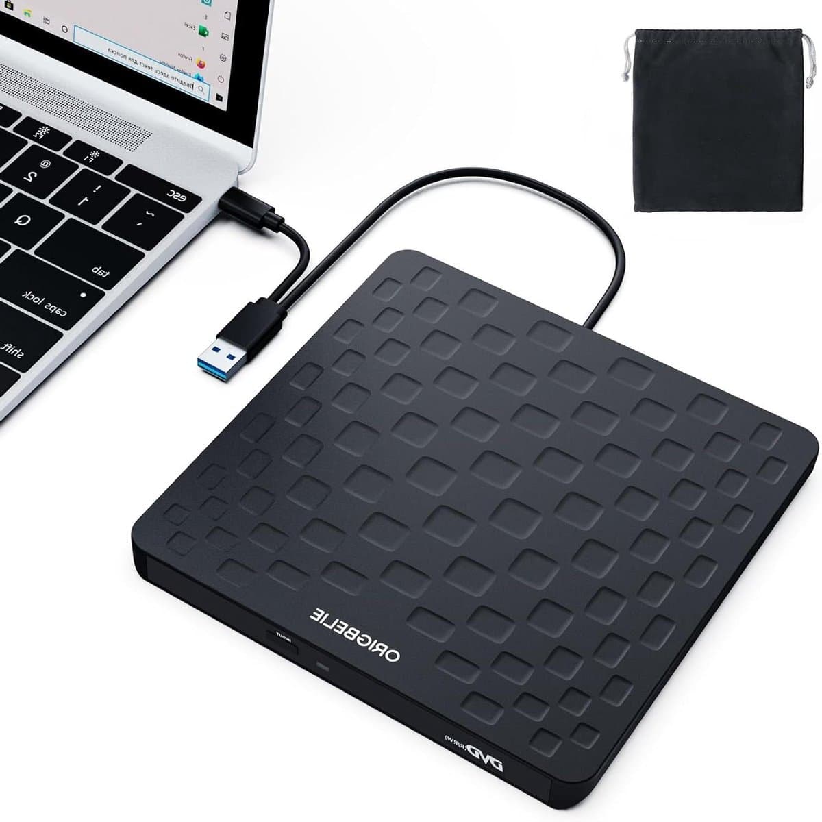 Externe CD DVD Drive - Draagbare Brander - Bestanden Archiveren - Ultraslim Design - 13 mm Dik - Zwart
