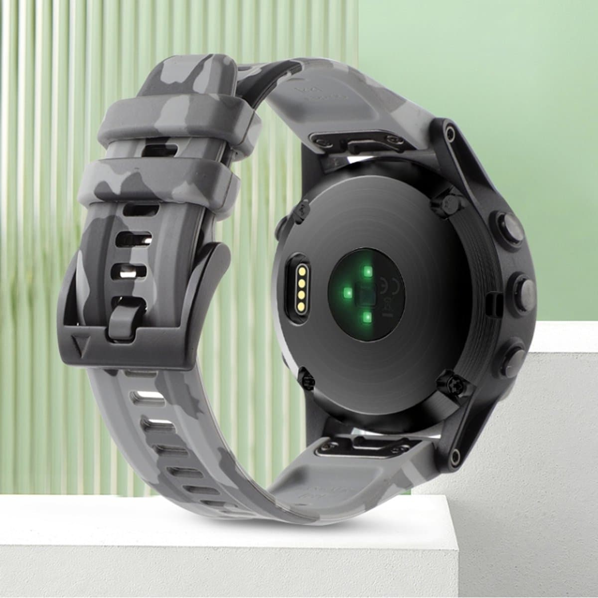 Voor Garmin Enduro 2 26 mm camouflage siliconen horlogeband (camouflagegrijs)
