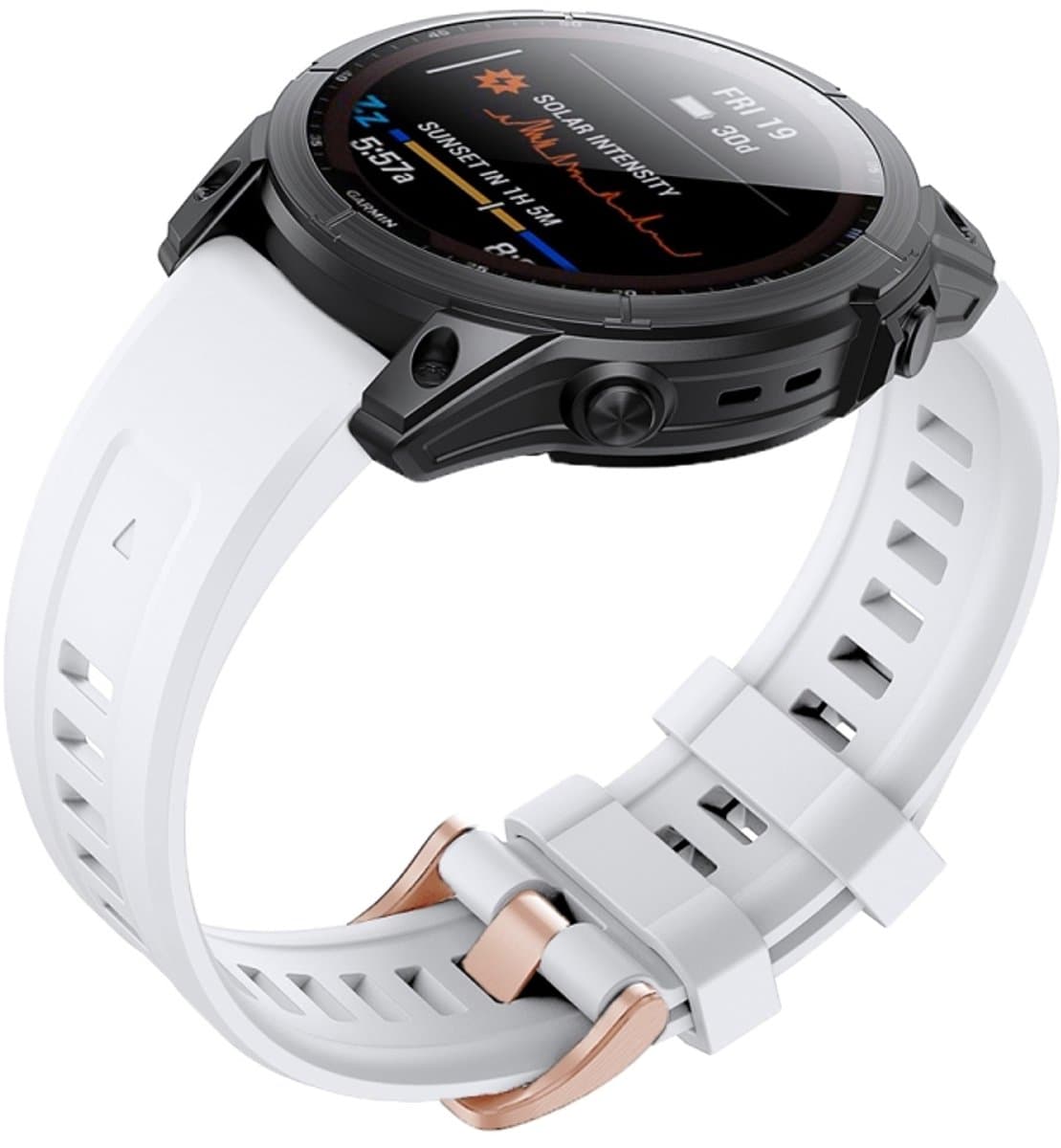 Voor Garmin Fenix 7S Siliconen Rose Gold Buckle Watchband (White)