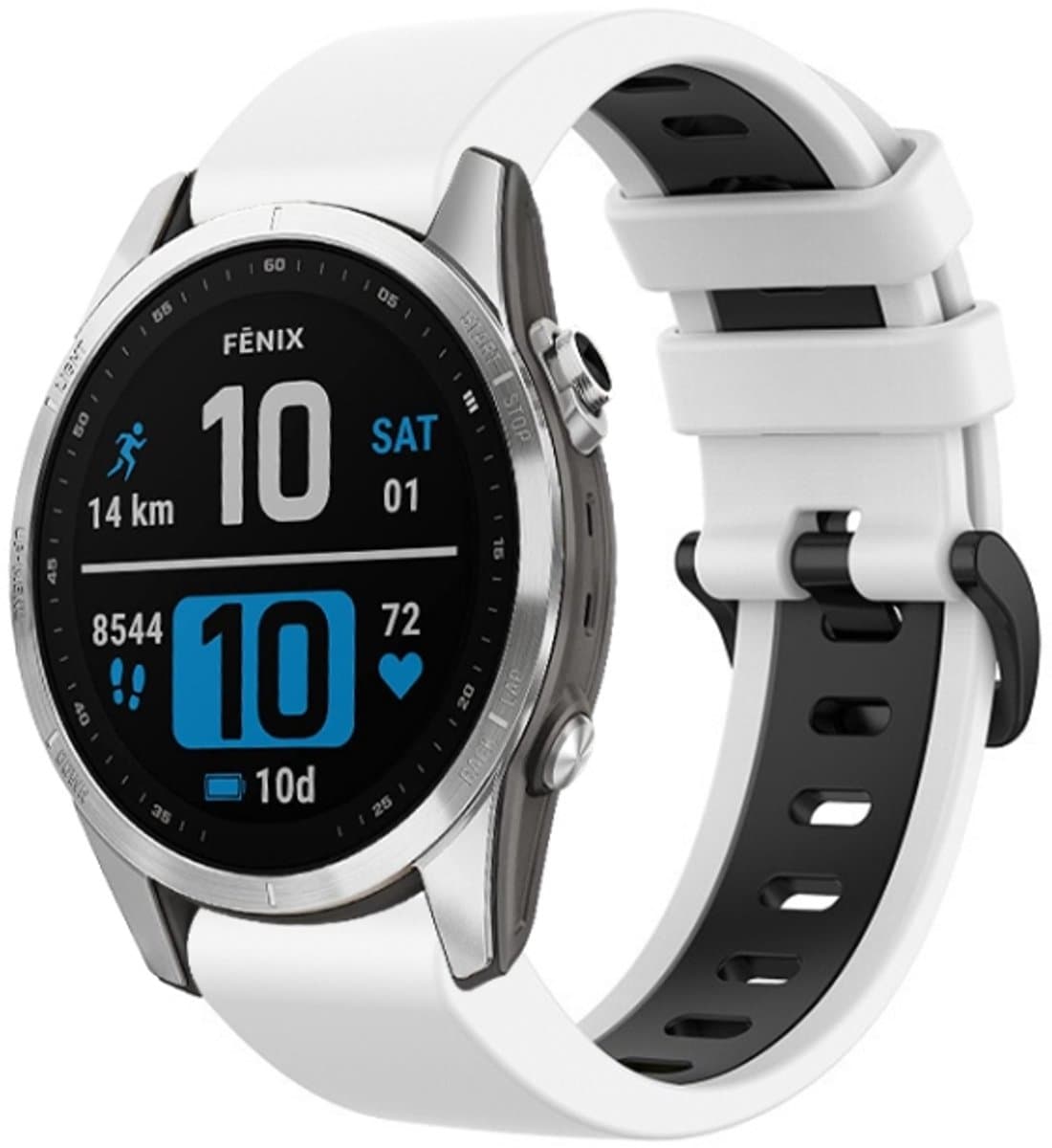 Voor Garmin Fenix 7 22mm siliconen sport tweekleurige horlogeband (wit + zwart)