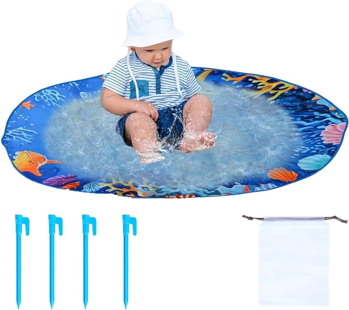 Strandbad Peuters - Baby Zwembad - Waterpret Buiten - Zandwerend Ontwerp - 150x150x1cm - Meerkleurig