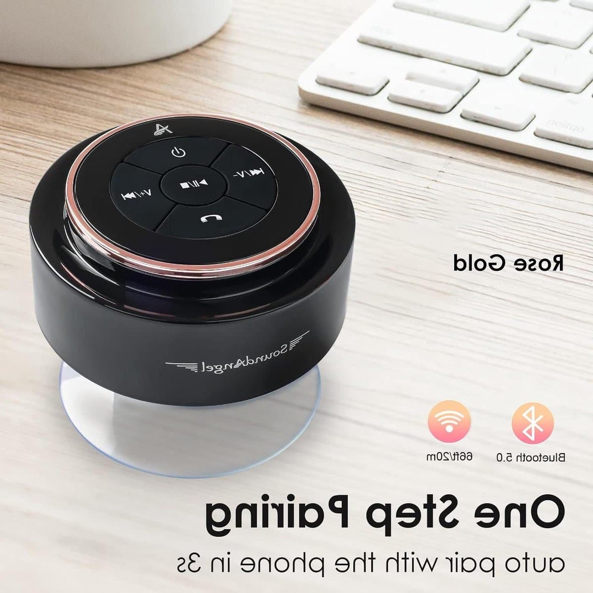 Draadloze Douche Speaker - Waterdichte Speaker Bluetooth Speaker - Muziek Luisteren - IPX7 Waterdicht - 12 uur Speeltijd - Roze Goud