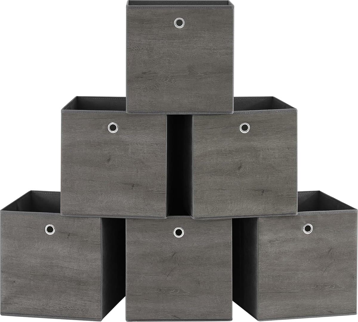 FurnStar - Opbergdoos - 6-delige set - opbergdozen - vliesstof - vouwdoos - 33 x 33 x 33 cm - stoffen doos - voor kubusplank - organizer voor kleding - mistgrijs