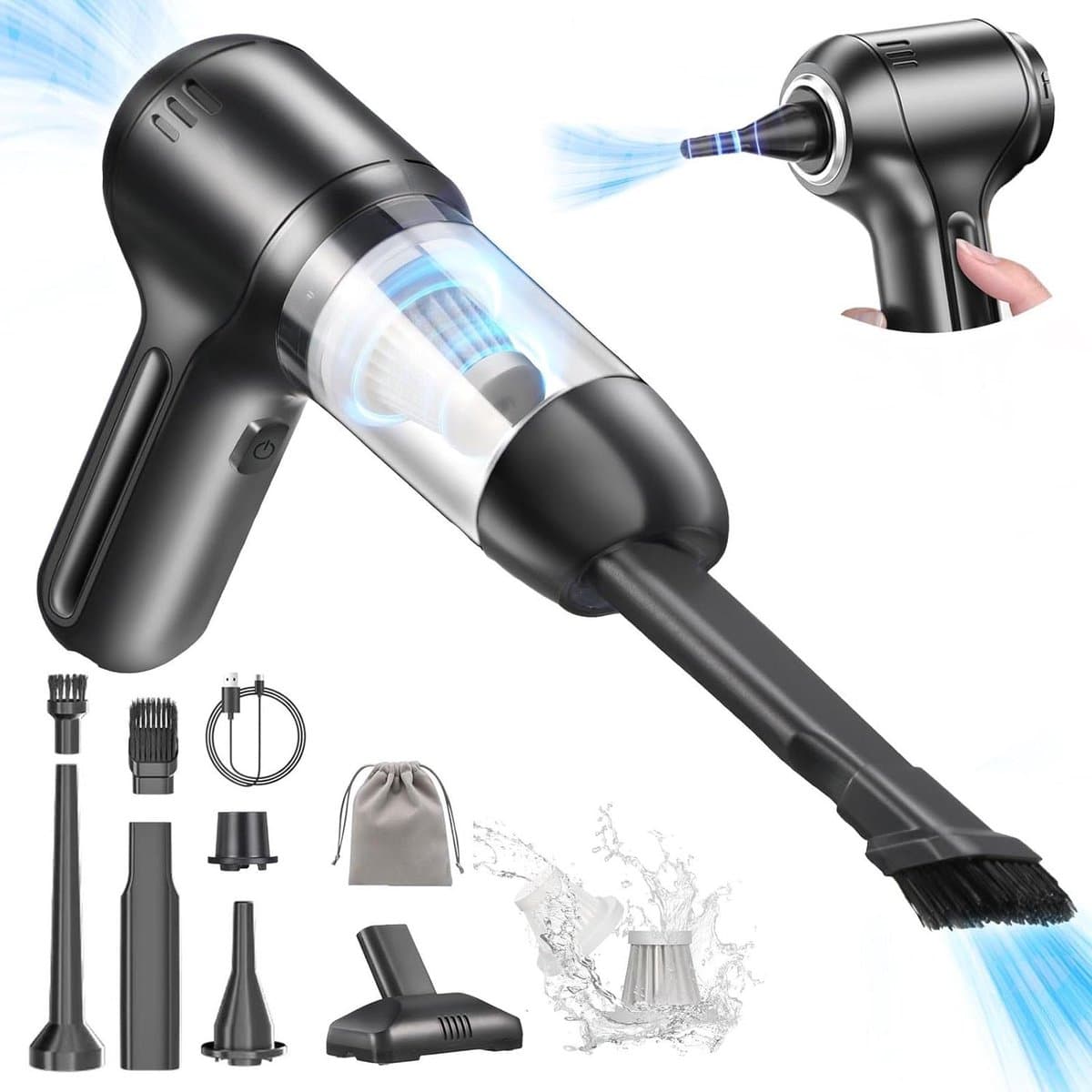 15000Pa 3-in-1 Auto Handstofzuiger - Oplaadbaar, Krachtig en Draagbaar met Brushless Motor - Geschikt voor Auto, Huisdier, Kantoor