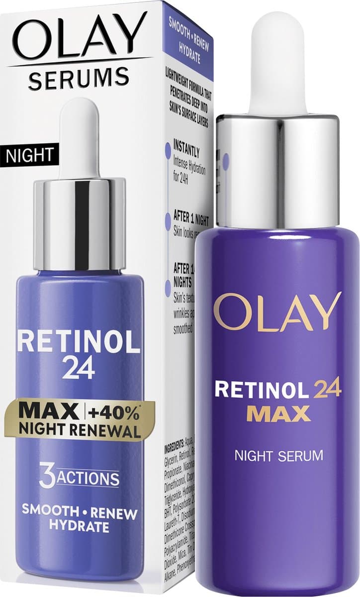 Olay Retinol 24 Max nachtserum, 3 acties (gladmakend, vernieuwend en hydraterend) 40 ml