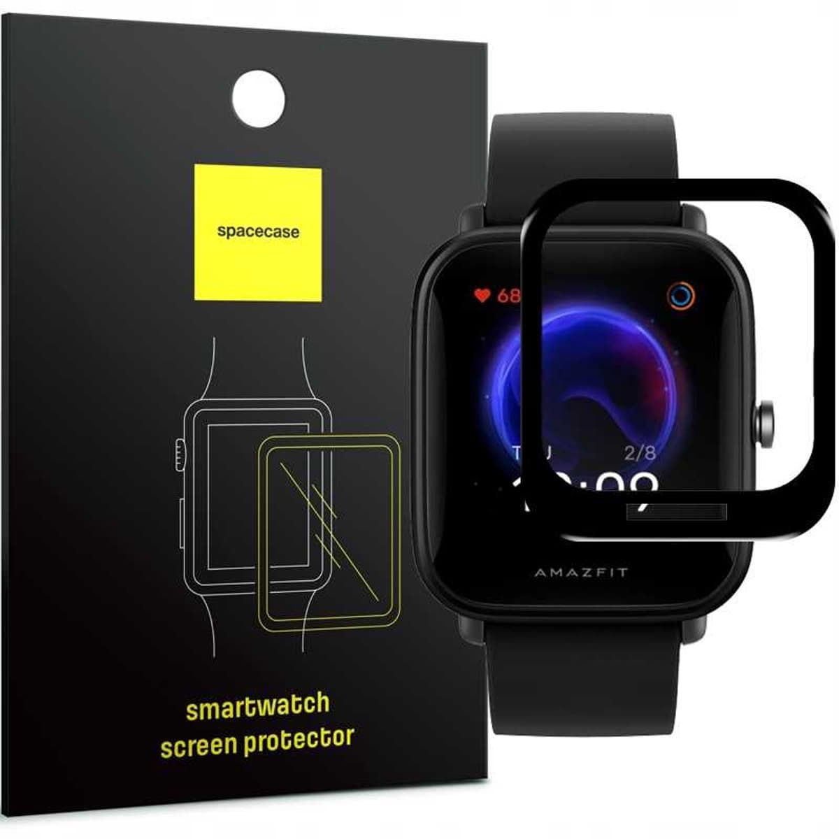 Spacecase Gehard Glasfilm Voor Amazfit Bip U Horlogeschermbescherming