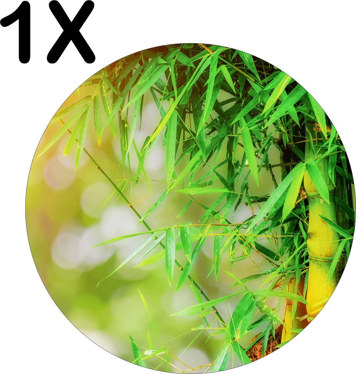 BWK Flexibele Ronde Placemat - Groene Bamboo - Set van 1 Placemats - 50x50 cm - PVC Doek - Afneembaar