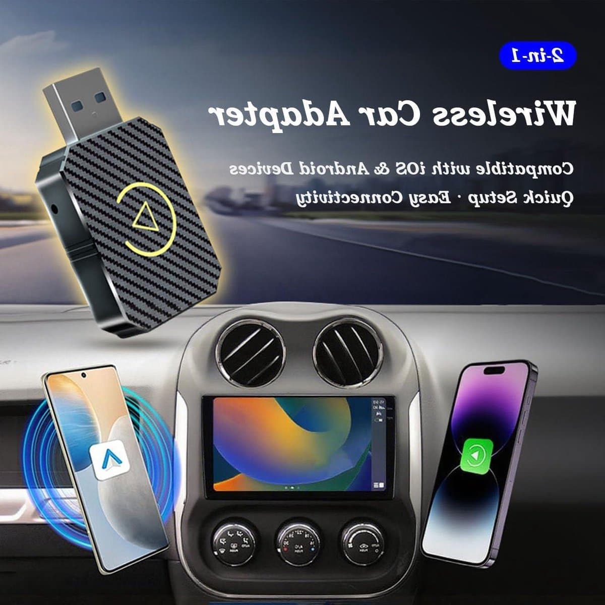 CarPlay Adapter - Draadloze Dongle - Auto Connectiviteit - Snelle Stabiele Verbinding - Compact Ontwerp - Zwart