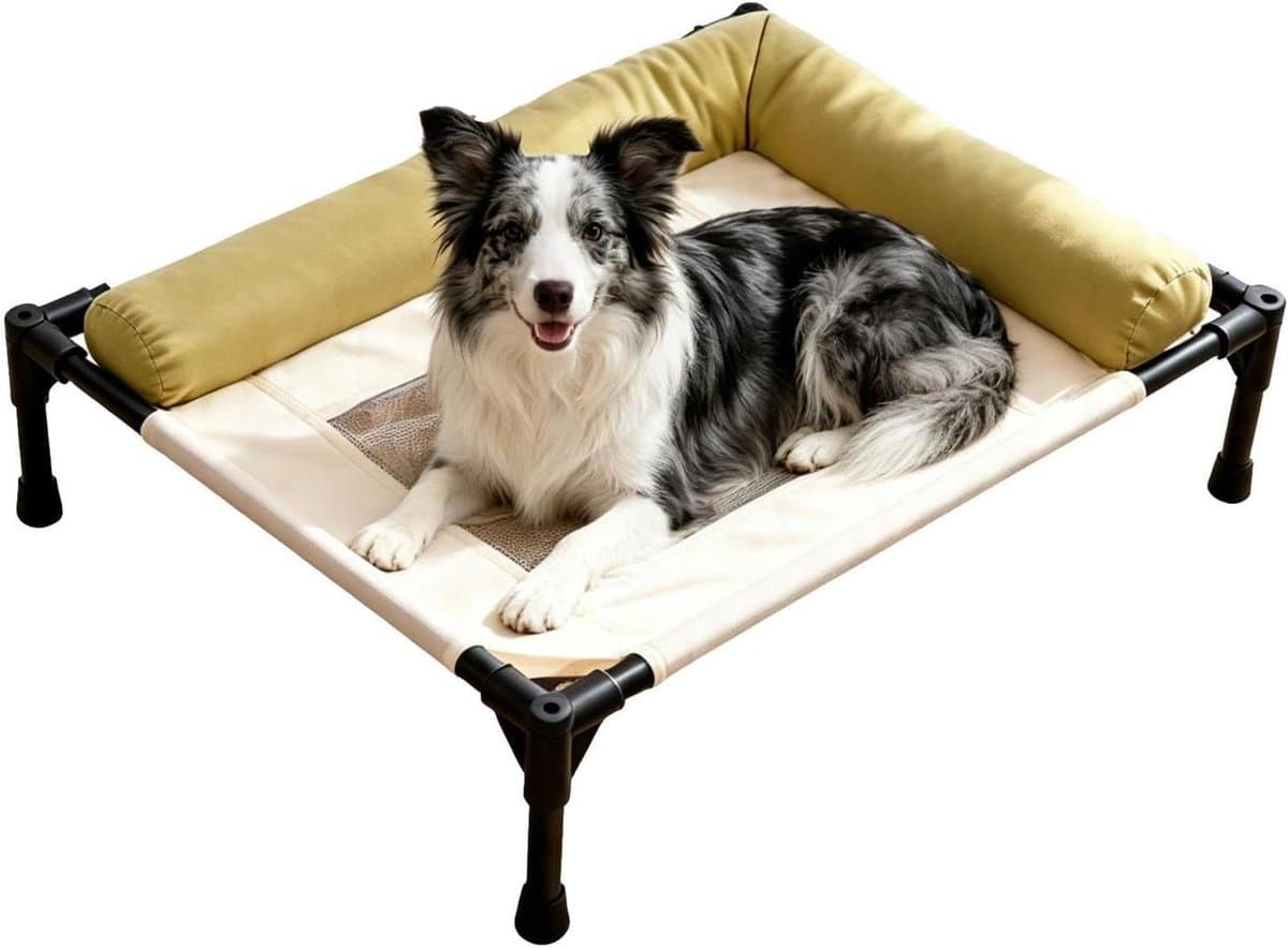 Verhoogd Hondenbed - Kattenbed Veldbed - Buiten Koelen - Haarafstotend Gaas - 67 x 17 x 17 cm - Groen